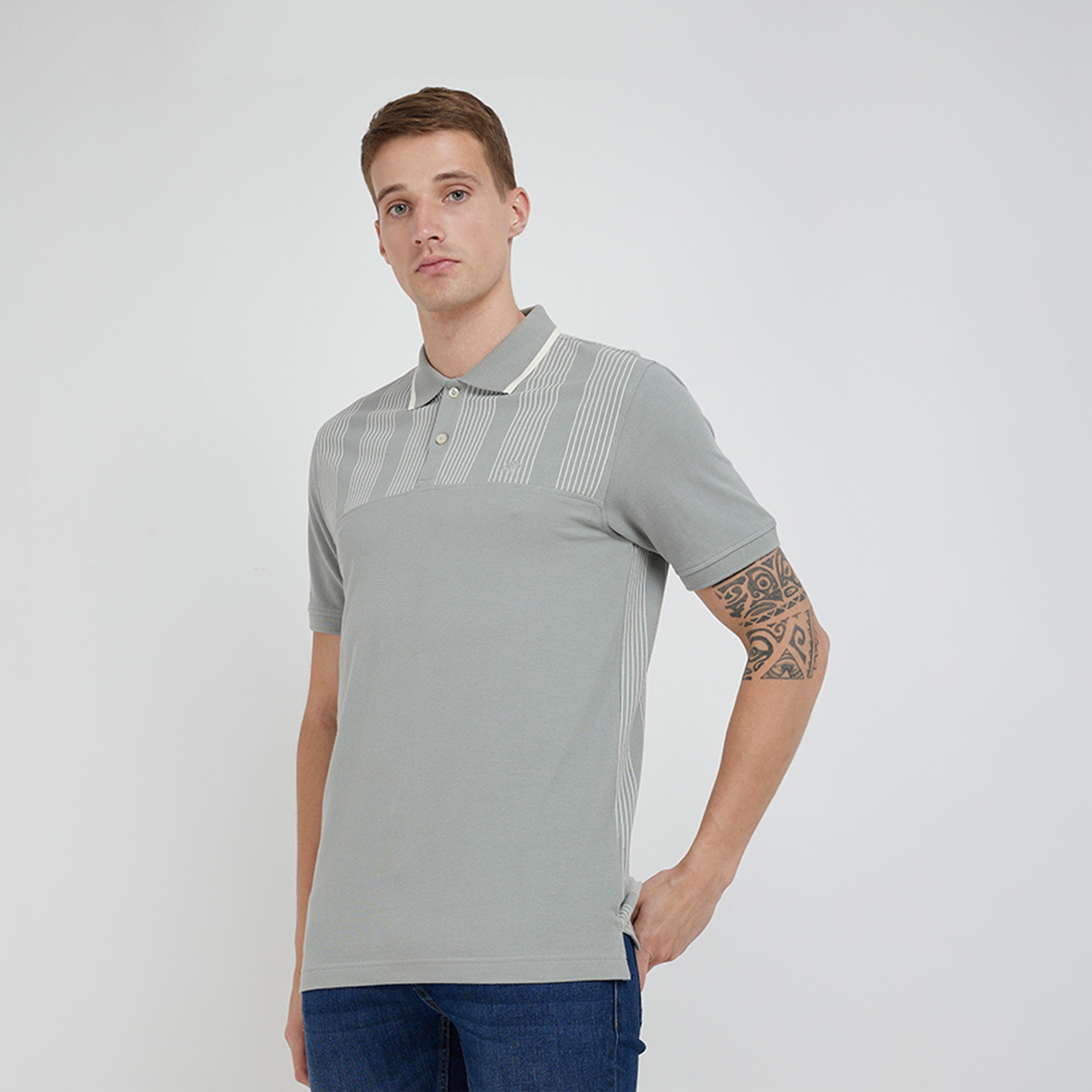 ايروبوستيل- تي شيرت بولو رجالي مخطط بياقة وأكمام قصيرة-men-clothing-tshirtsandpolos-polos-image-1