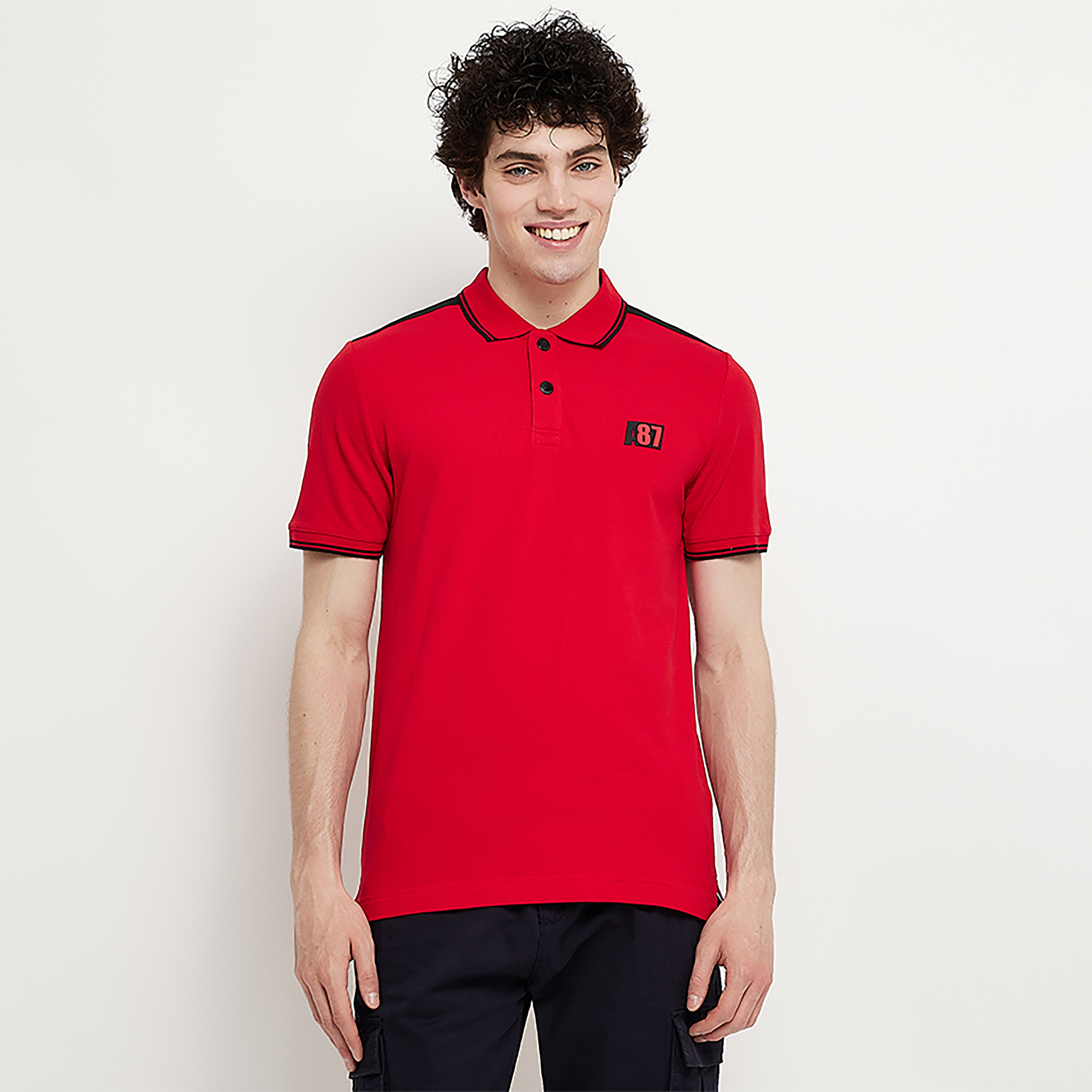 بولو تي شيرت سادة ذو ياقة من ايروبوستال بأكمام قصيرة-men-clothing-tshirtsandpolos-polos-image-1