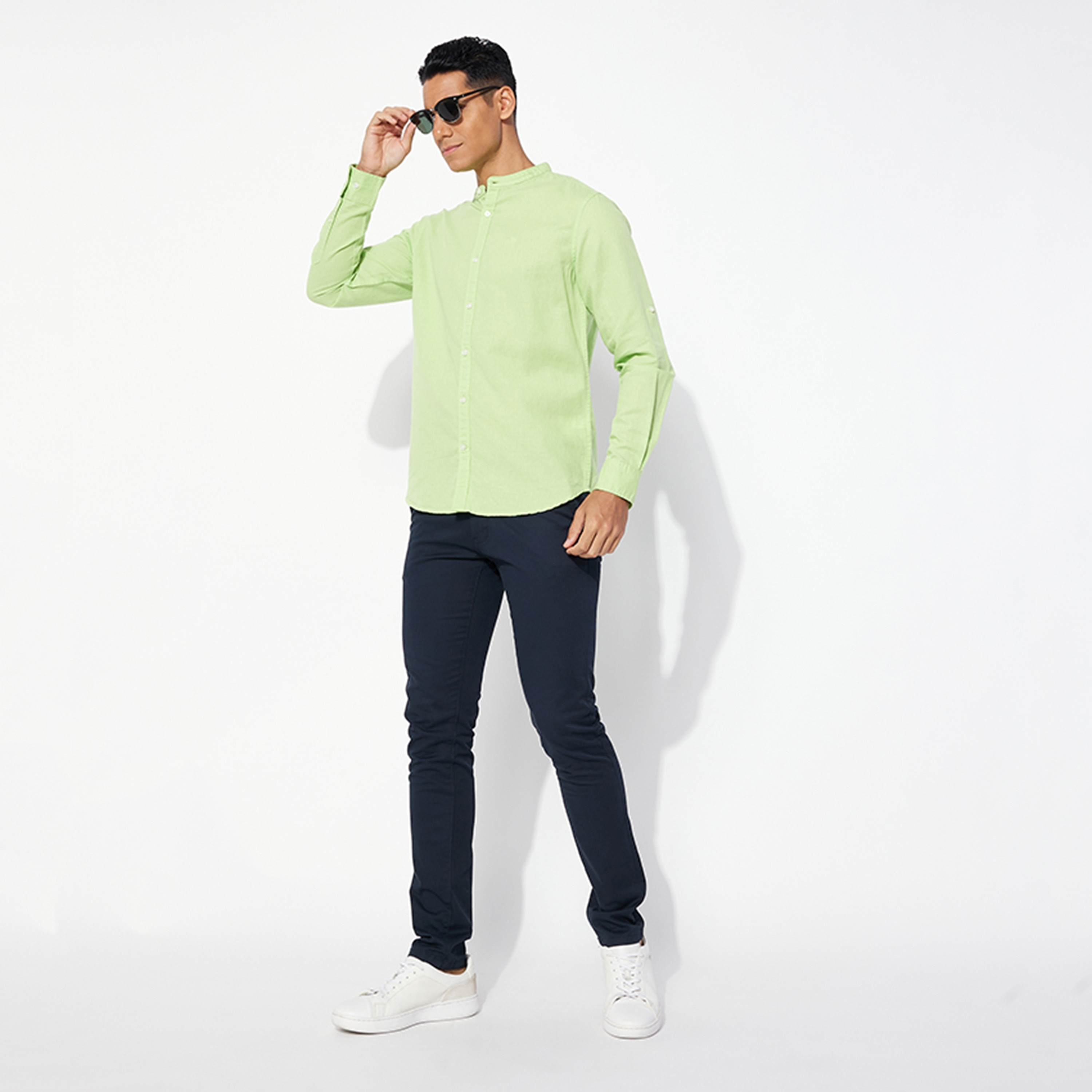 Aeropostale Plain Band Collar Long Sleeves Men's Shirt-men-clothing-shirts-image-2