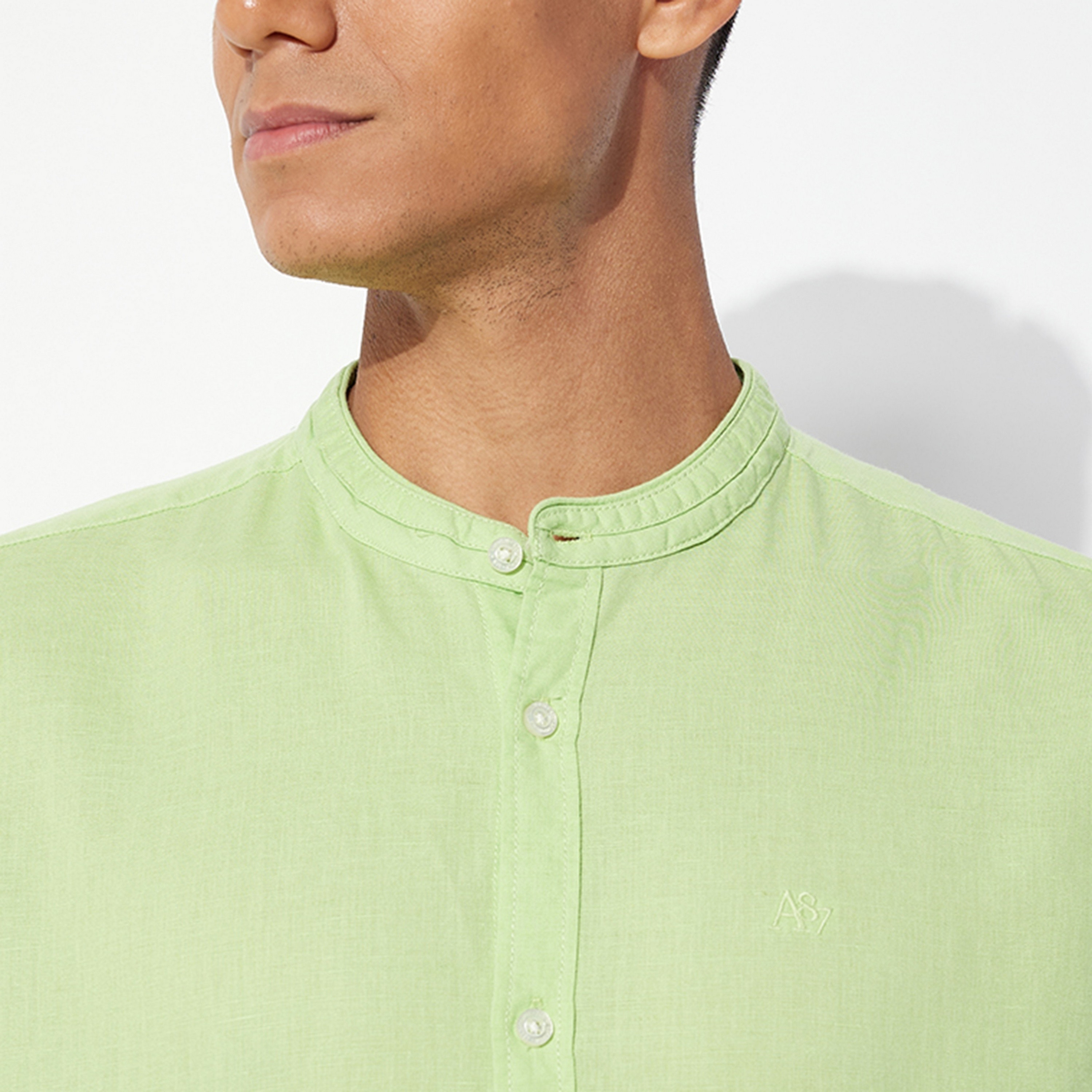 Aeropostale Plain Band Collar Long Sleeves Men's Shirt-men-clothing-shirts-image-3