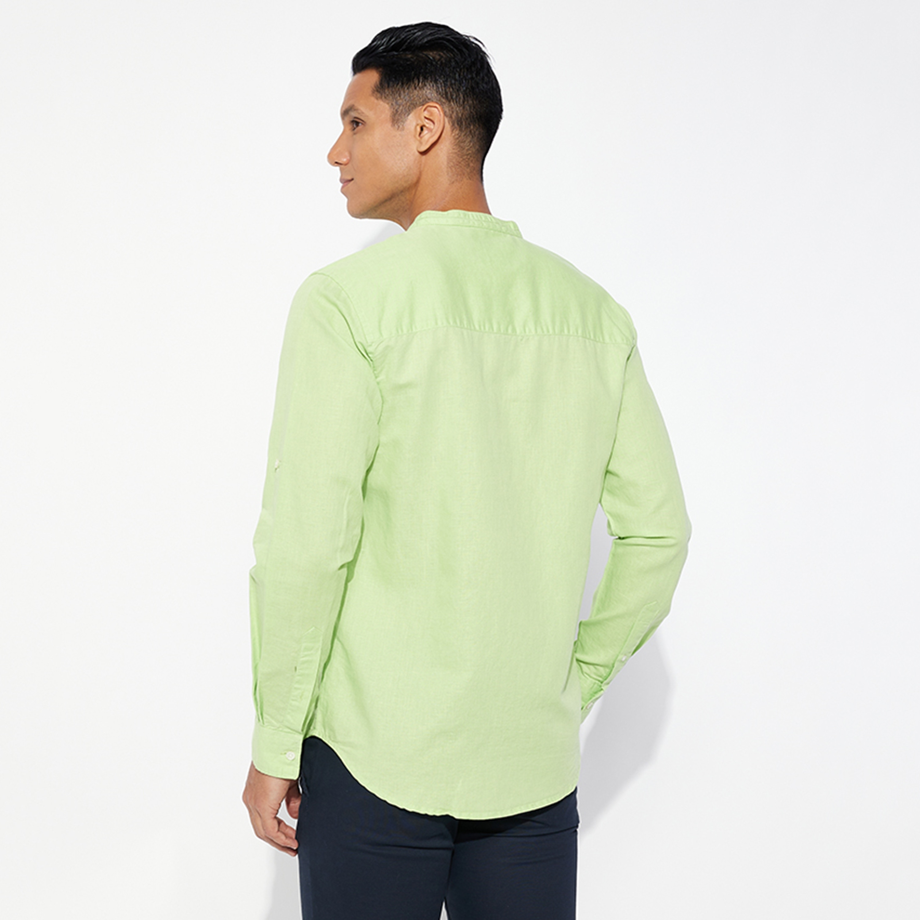 Aeropostale Plain Band Collar Long Sleeves Men's Shirt-men-clothing-shirts-image-4