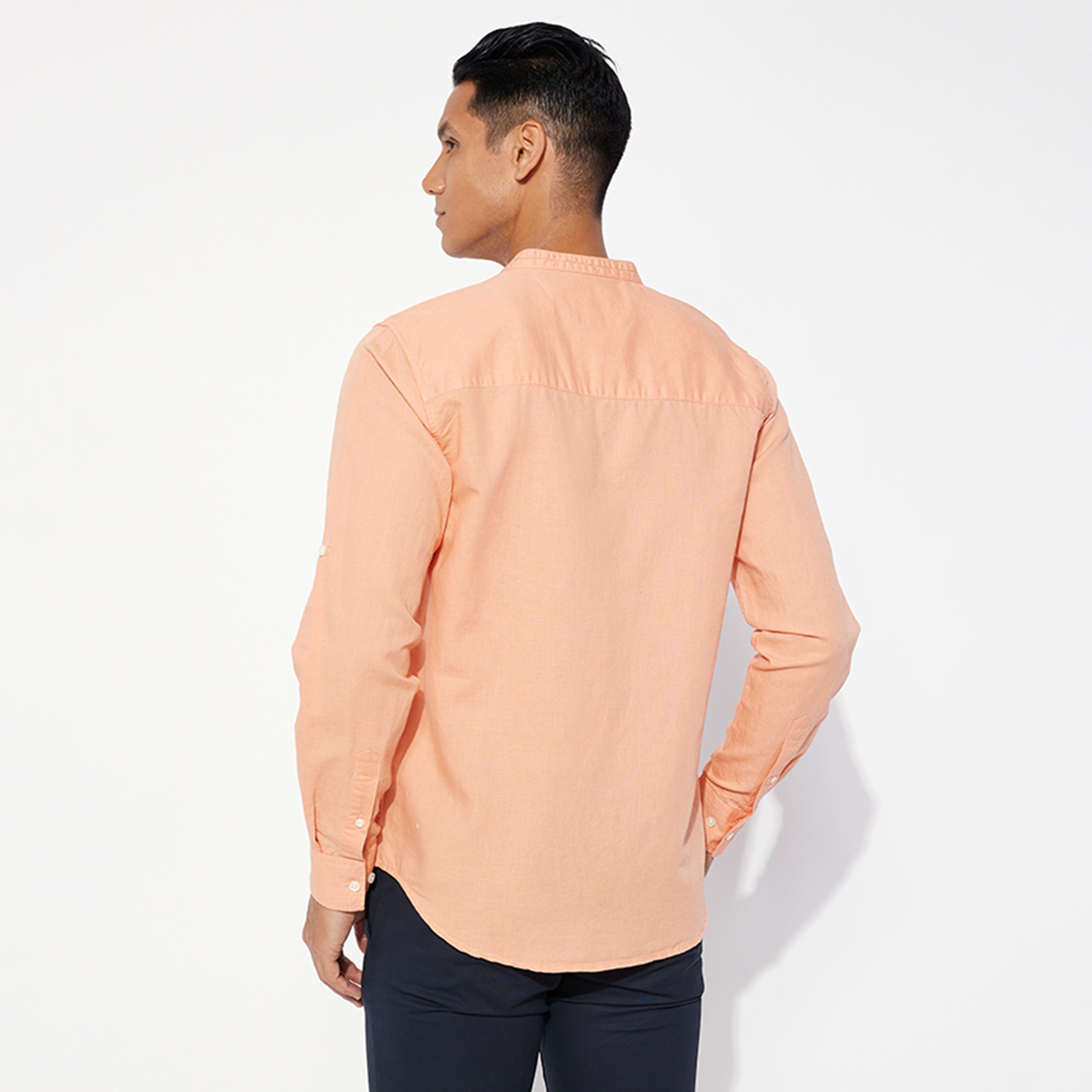 قميص رجالي بأكمام طويلة وياقة دائرية سادة من أيروبوستال-men-clothing-shirts-image-12