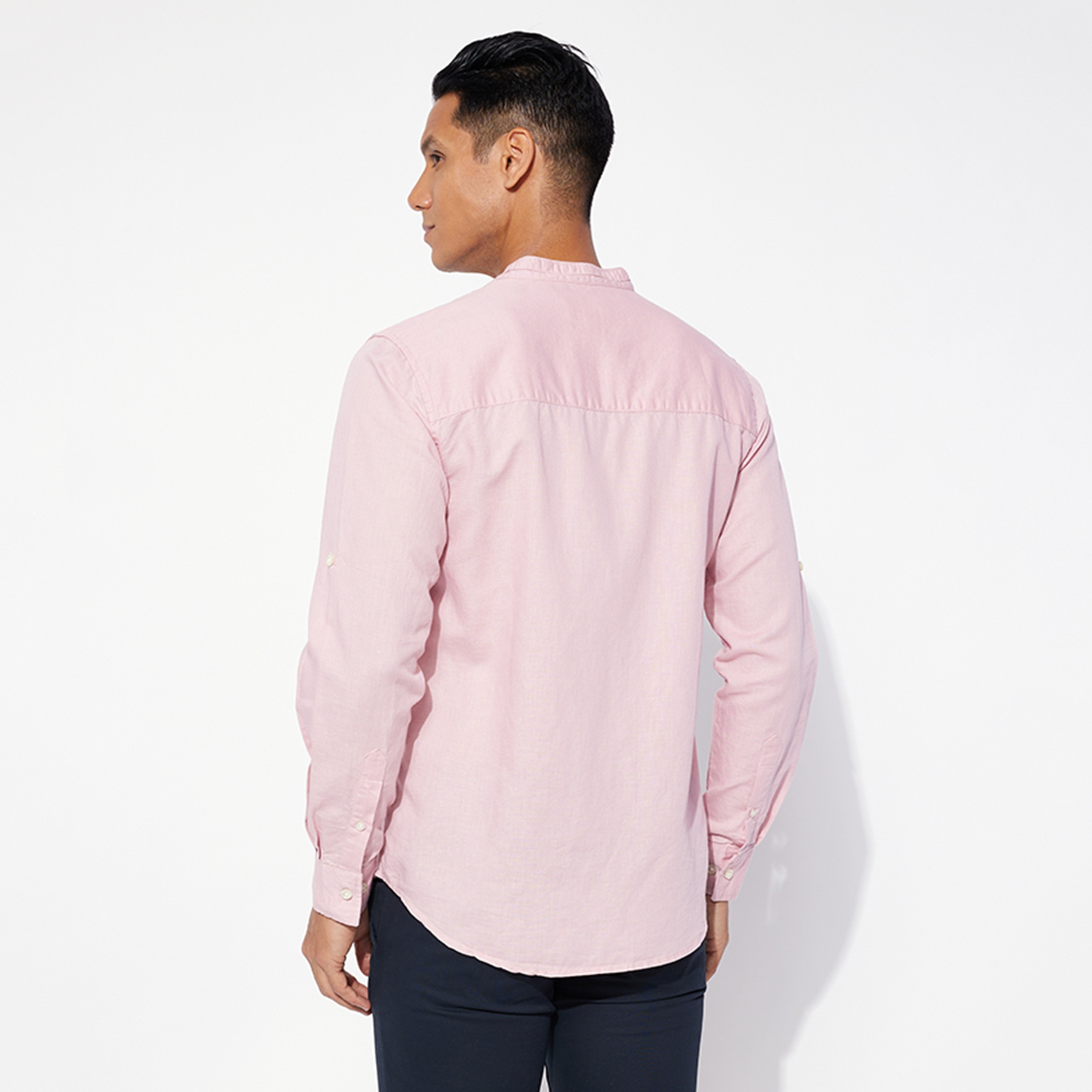 قميص رجالي بأكمام طويلة وياقة دائرية سادة من أيروبوستال-men-clothing-shirts-image-8