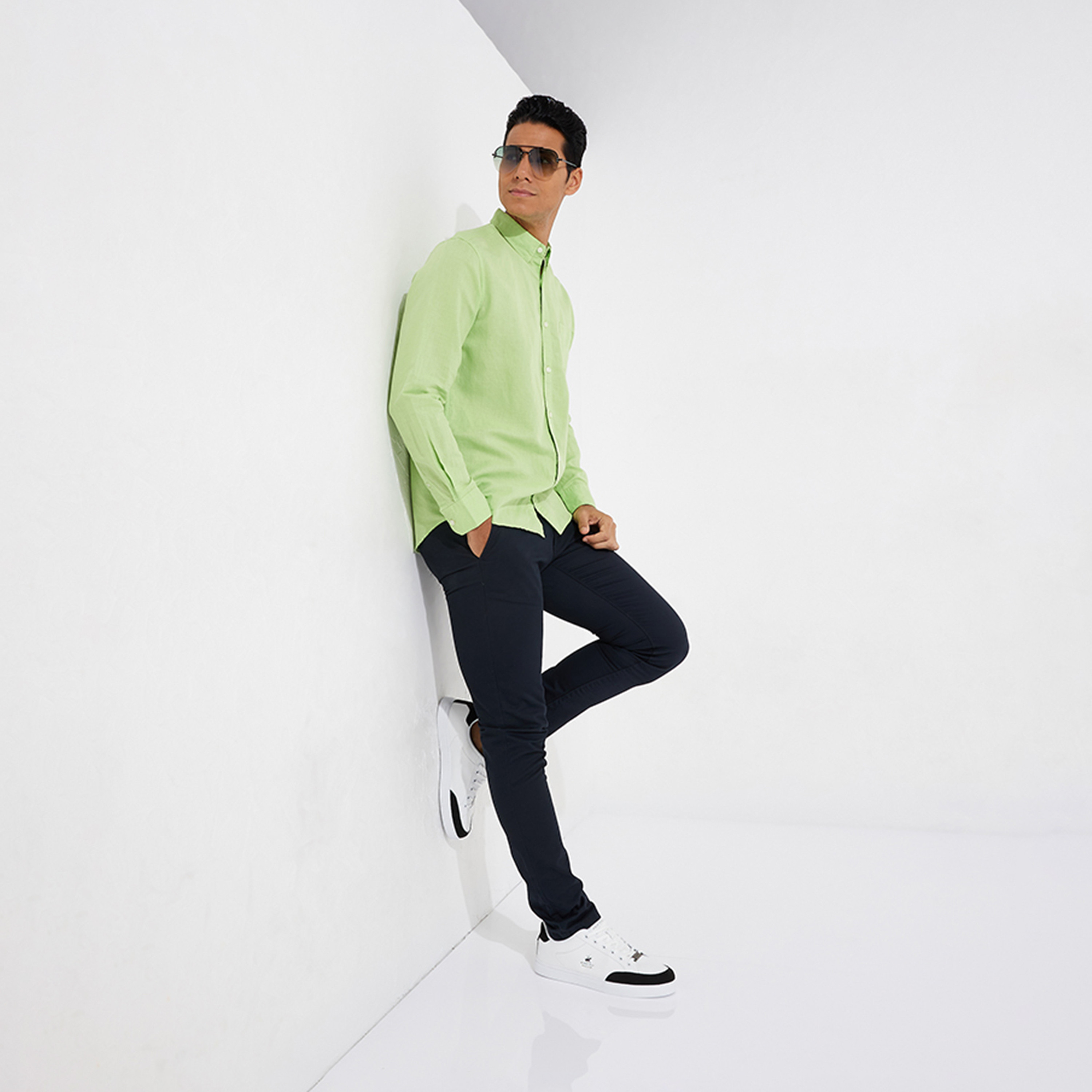ايروبوستيل- قميص رجالي سادة بأكمام طويلة وياقة-men-clothing-shirts-image-2