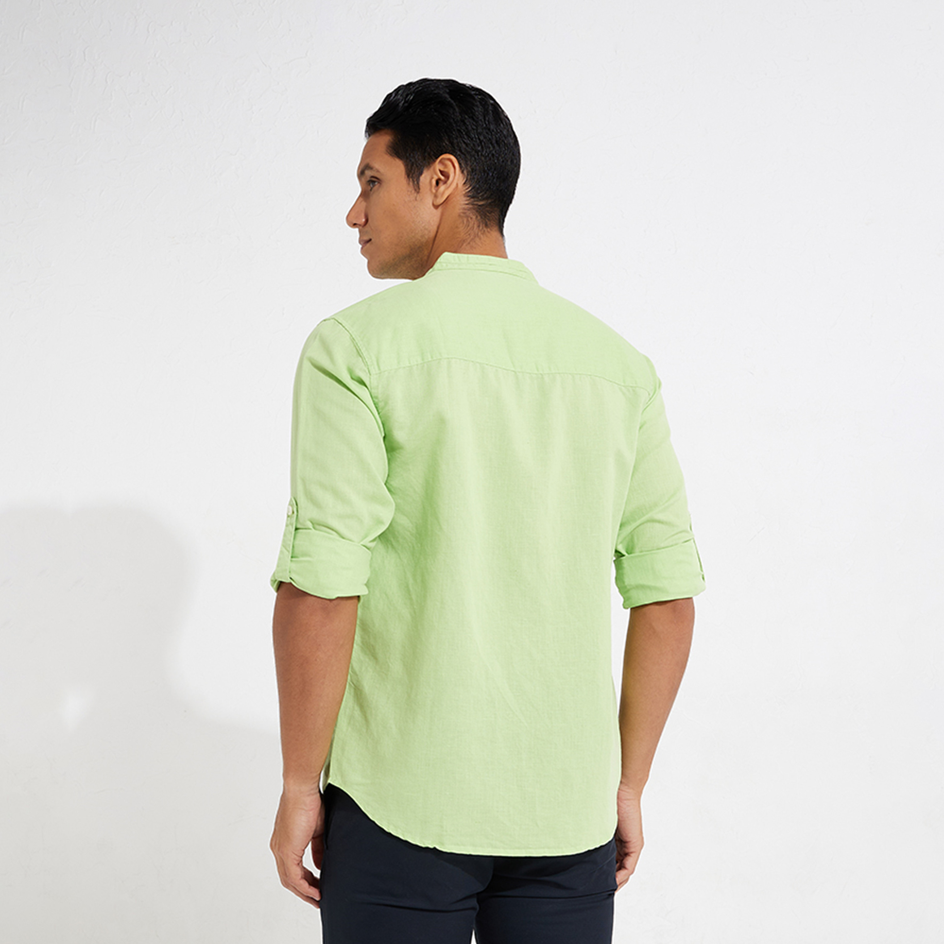 Aeropostale Men's Solid Mandarin Collar Long Sleeves Dress Shirt-men-clothing-shirts-image-4