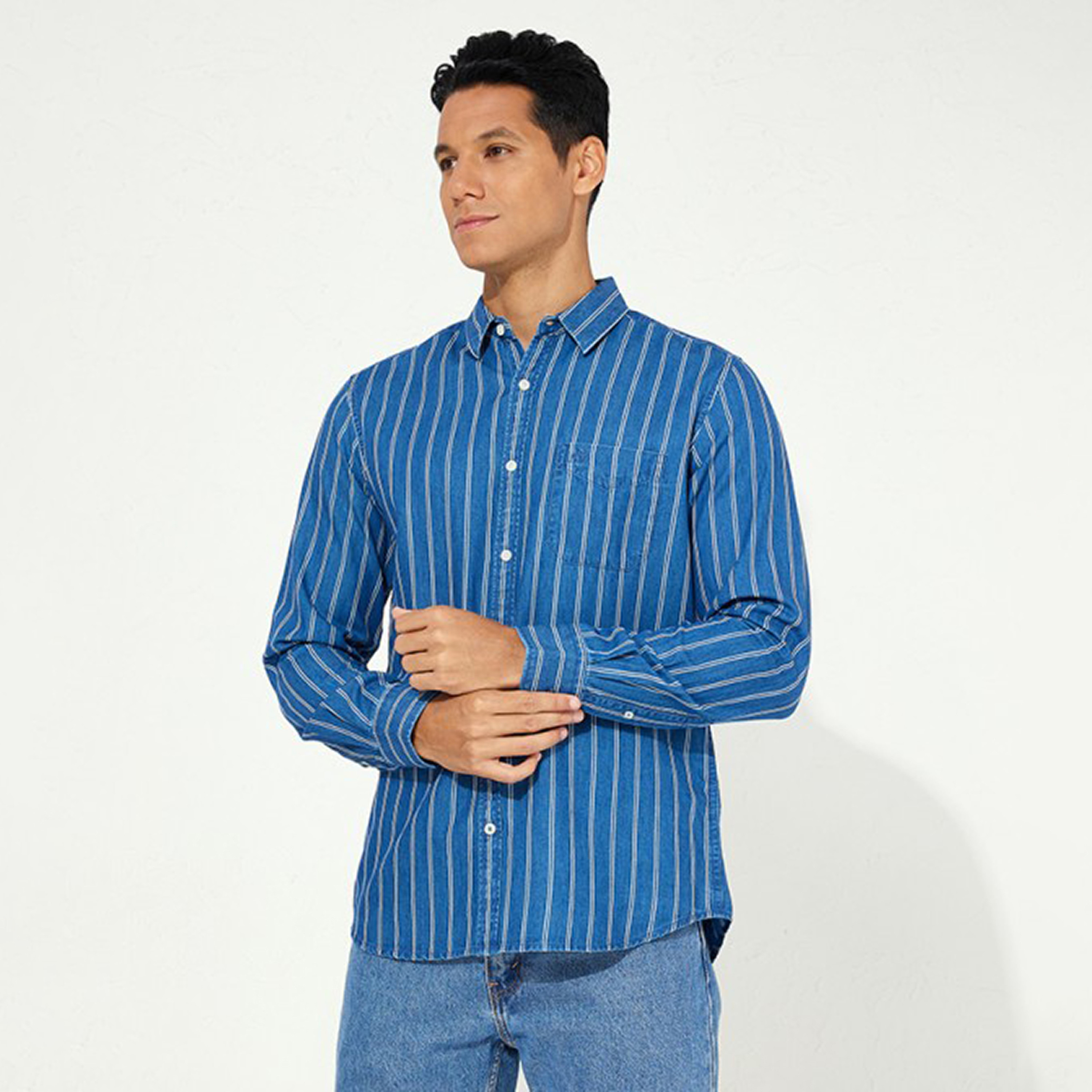 Aeropostale Striped Collared Long Sleeves Men's Shirt-men-clothing-shirts-image-1