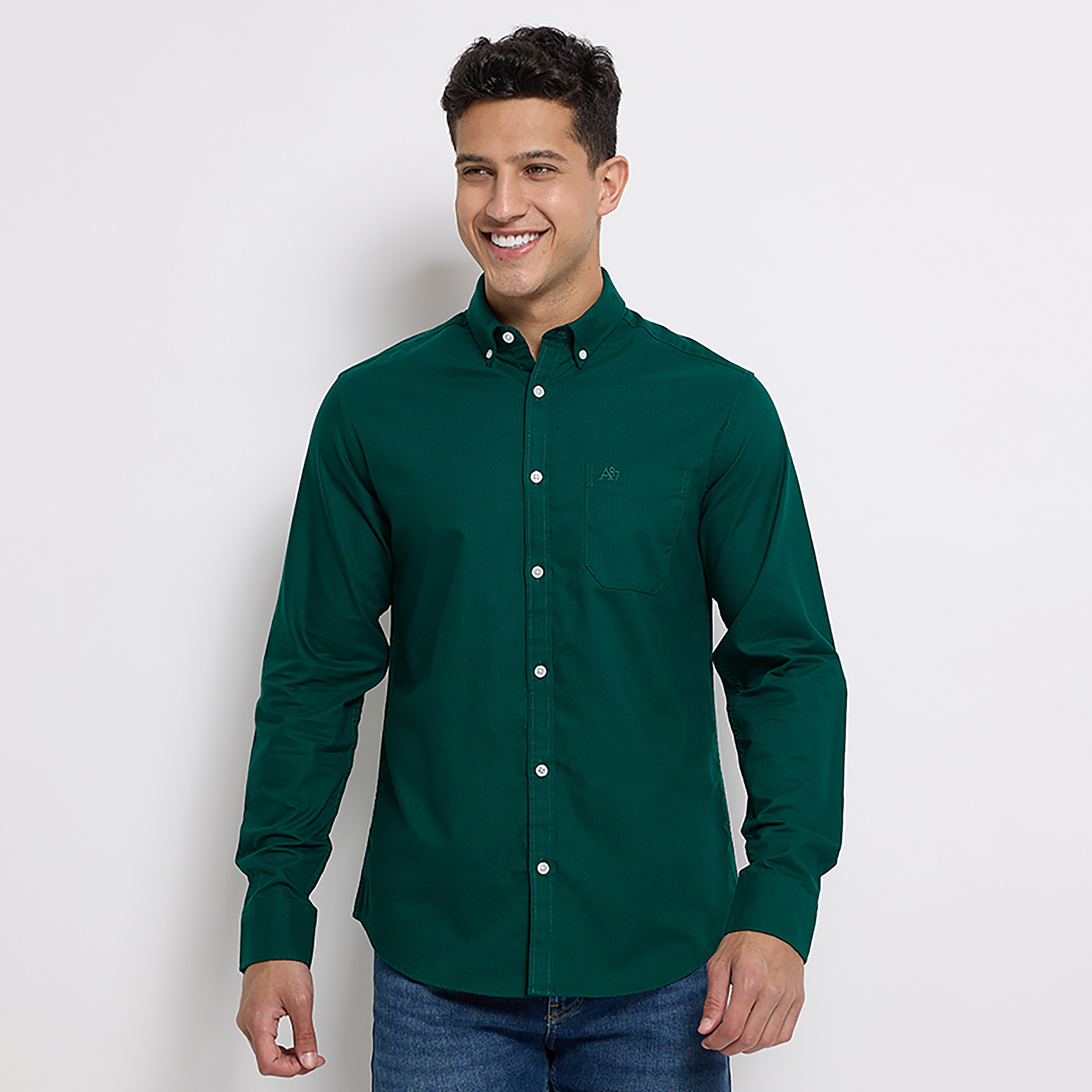 قميص من ايروبوستال عادي بأزرار سفلية وأكمام طويلة-men-clothing-shirts-image-1