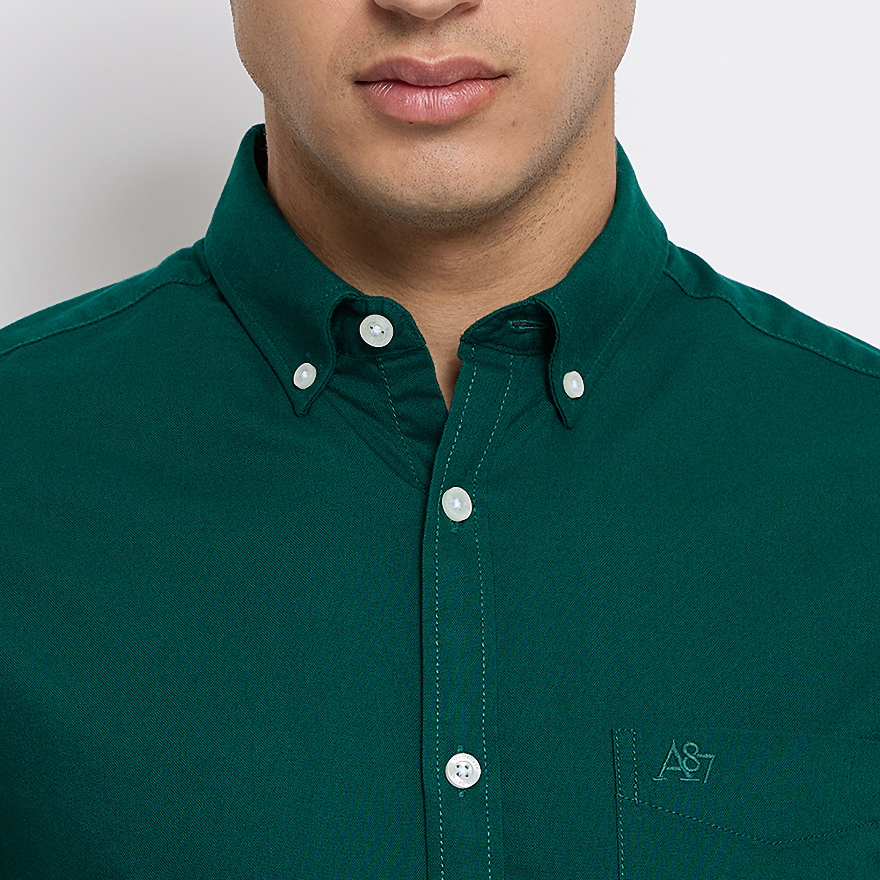 Aeropostale Plain Button Down Collar Long Sleeves Shirt-men-clothing-shirts-image-2