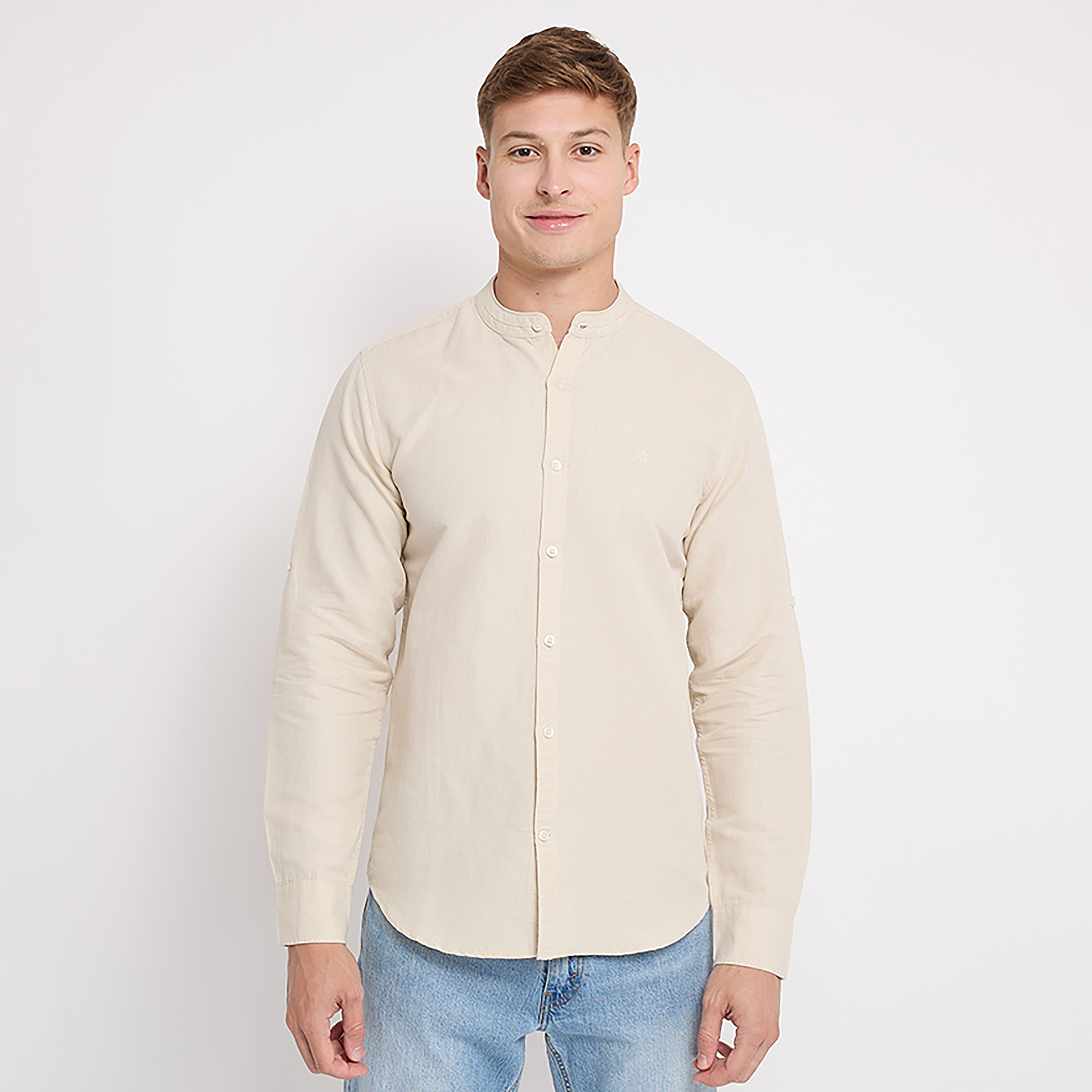 Aeropostale Plain Mandarin Collar Long Sleeves Shirt-men-clothing-shirts-image-1