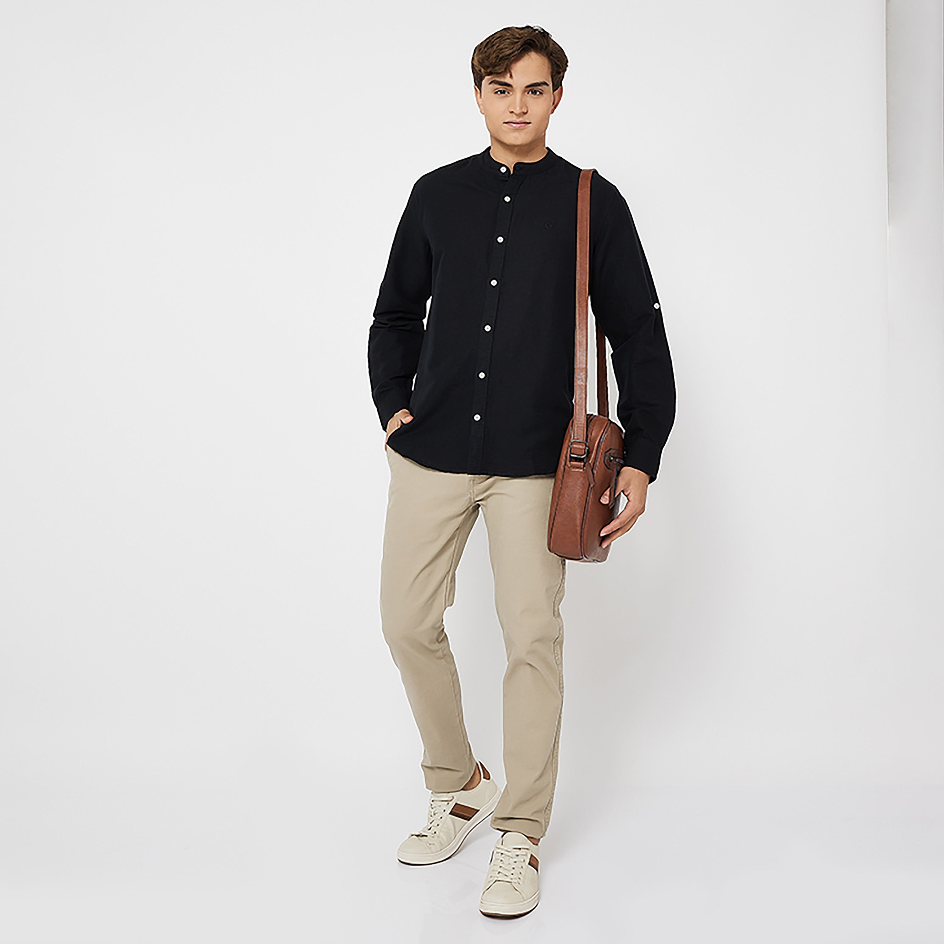 Aeropostale Plain Mandarin Collar Long Sleeves Shirt-men-clothing-shirts-image-6