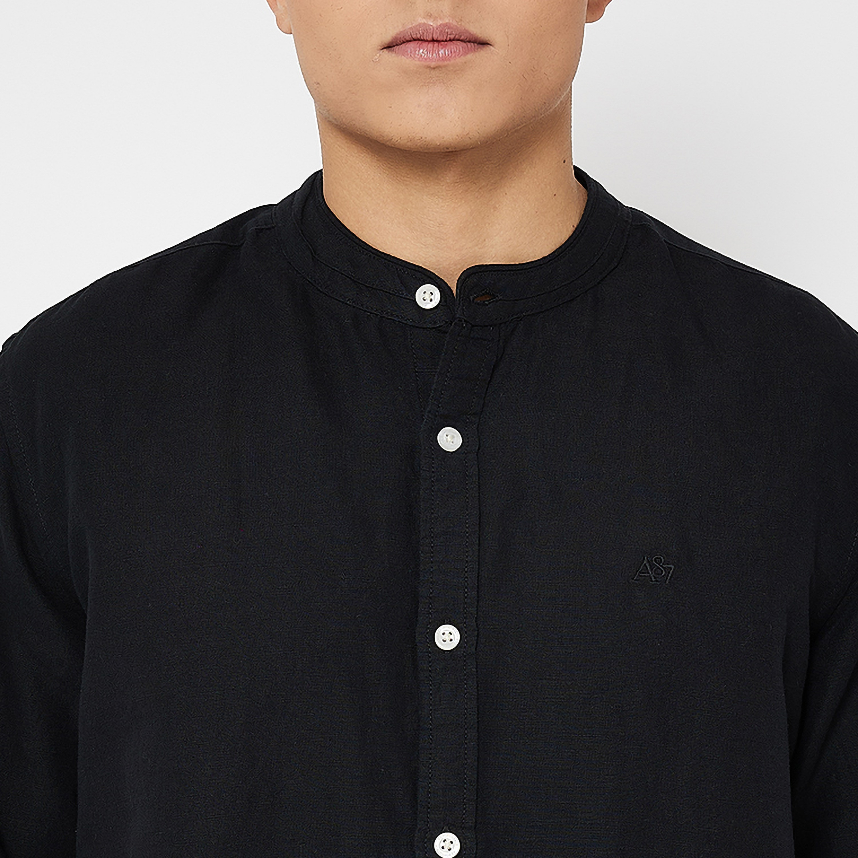 Aeropostale Plain Mandarin Collar Long Sleeves Shirt-men-clothing-shirts-image-7