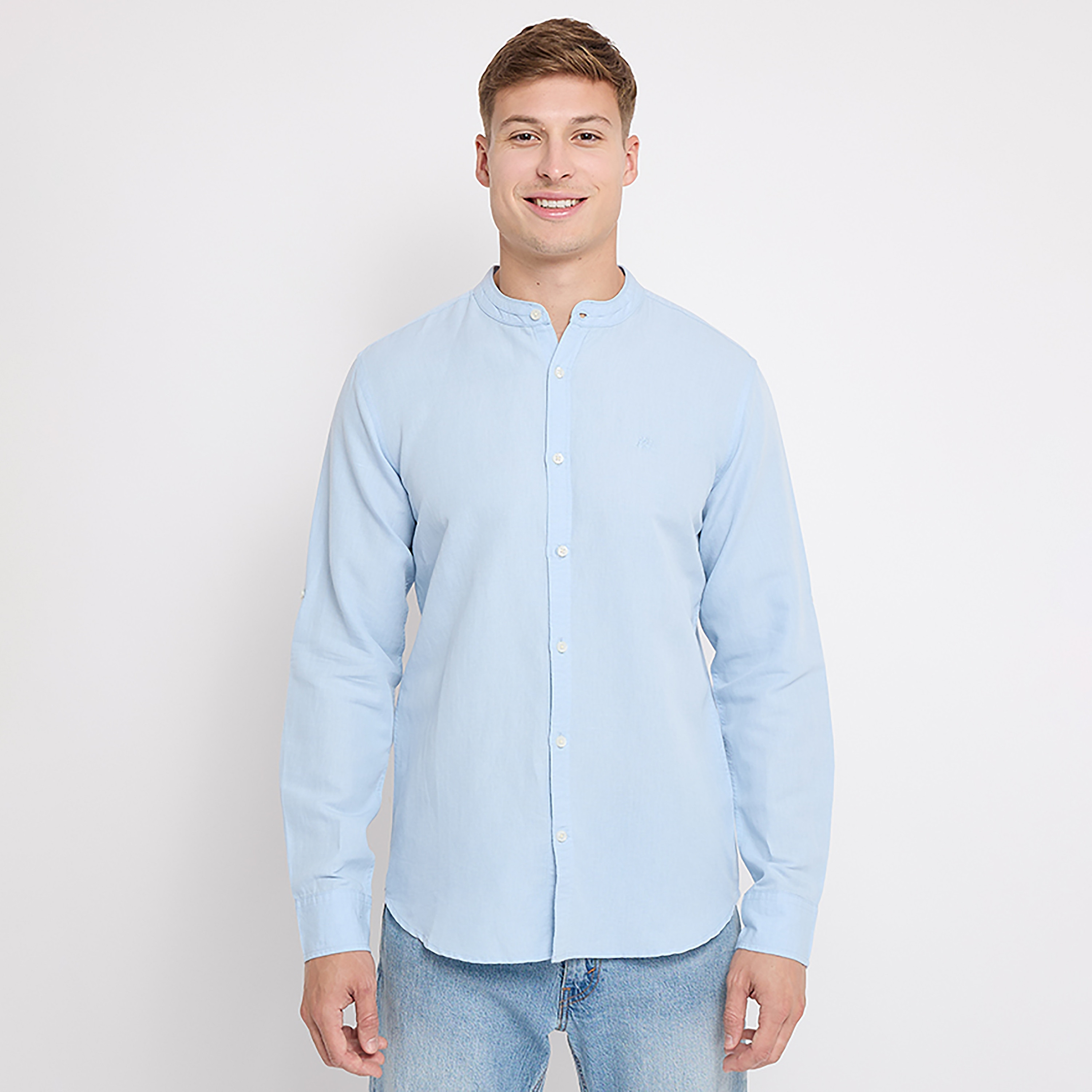 Aeropostale Plain Mandarin Collar Long Sleeves Shirt-men-clothing-shirts-image-9