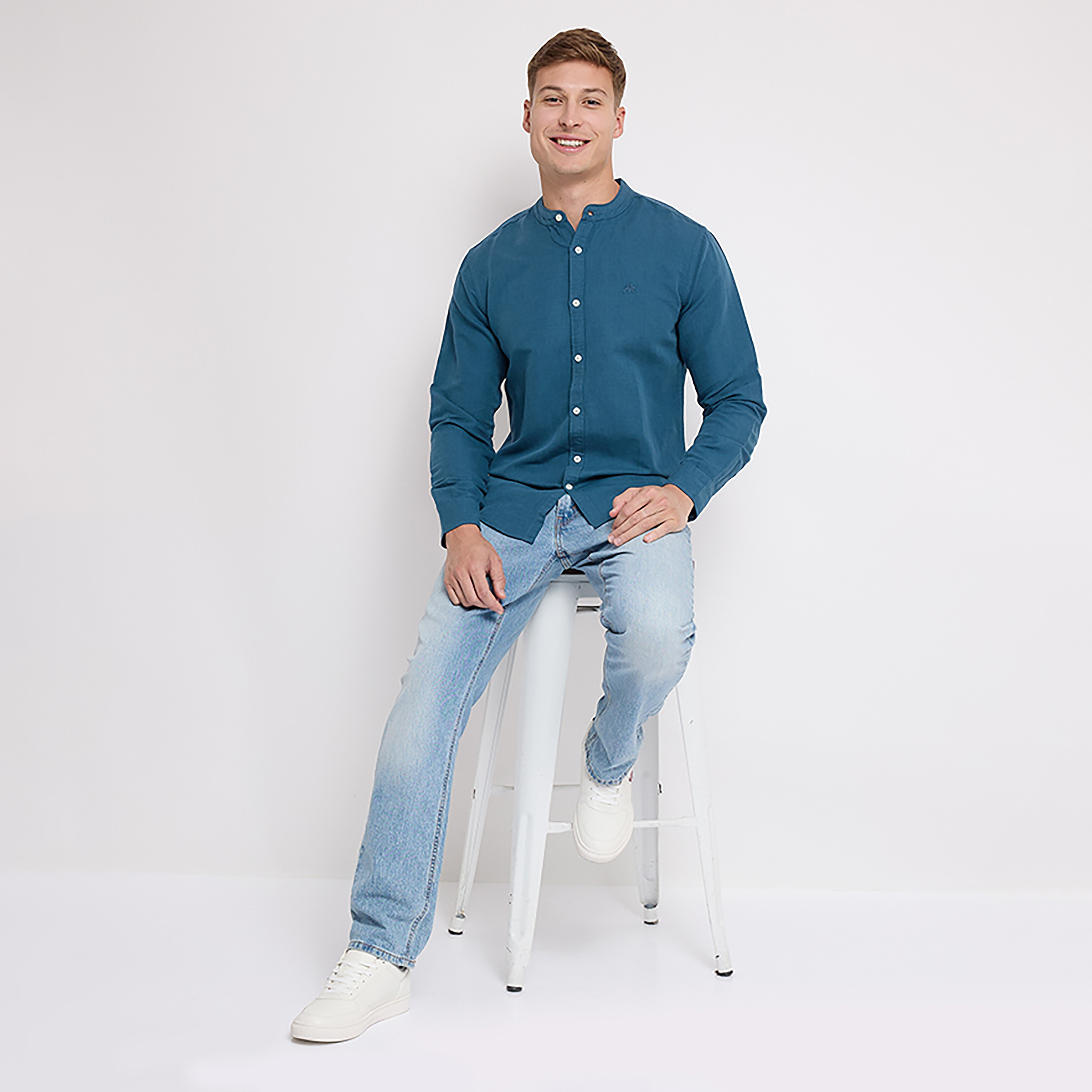 Aeropostale Plain Mandarin Collar Long Sleeves Shirt-men-clothing-shirts-image-14