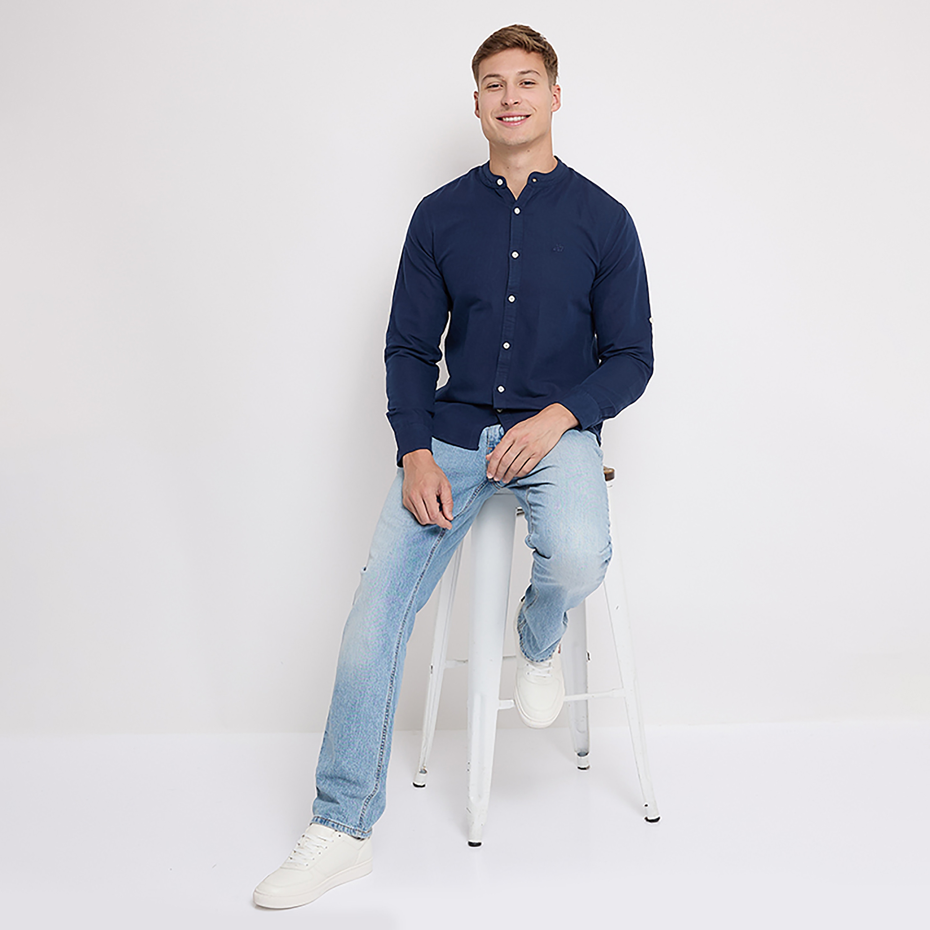 Aeropostale Plain Mandarin Collar Long Sleeves Shirt-men-clothing-shirts-image-22