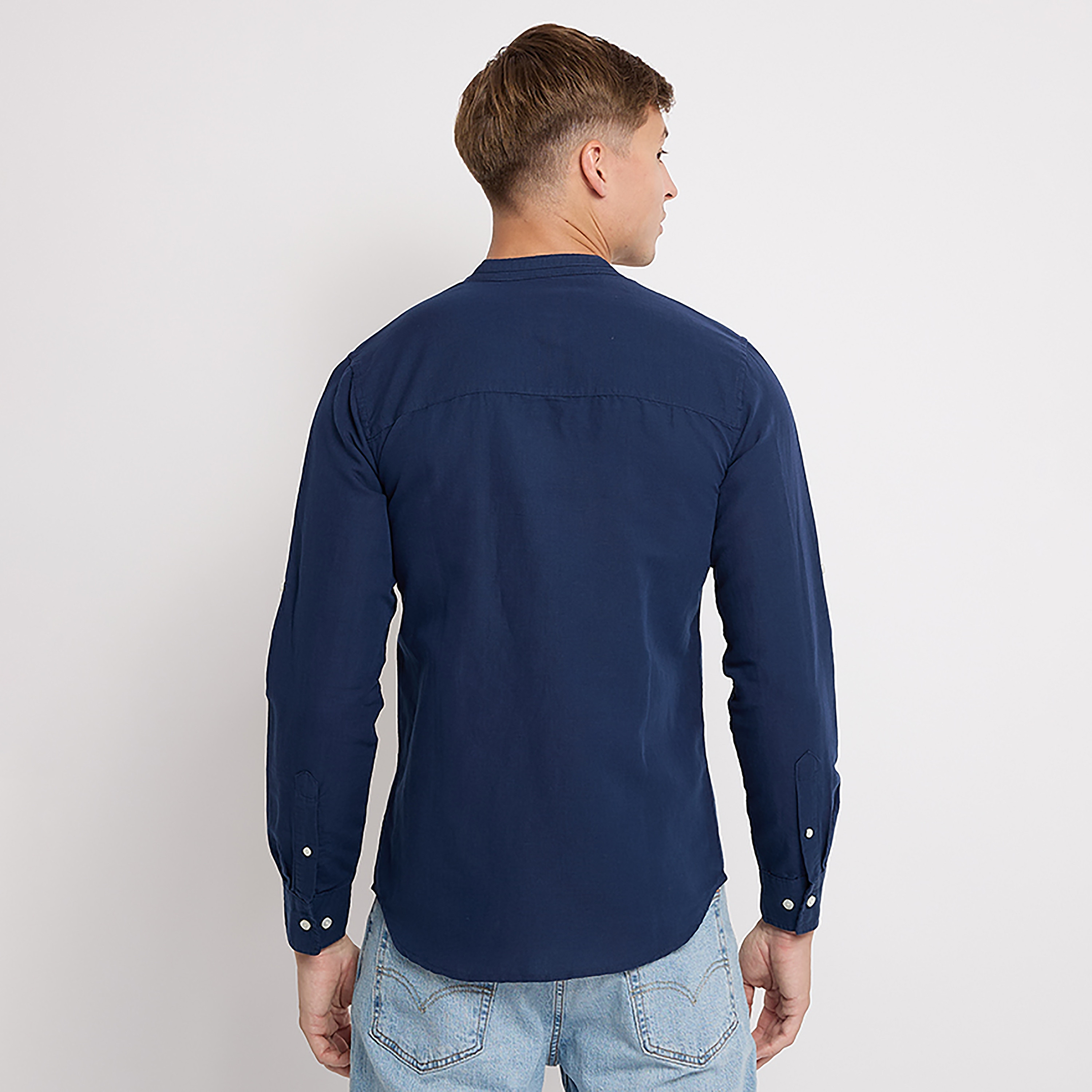 Aeropostale Plain Mandarin Collar Long Sleeves Shirt-men-clothing-shirts-image-24