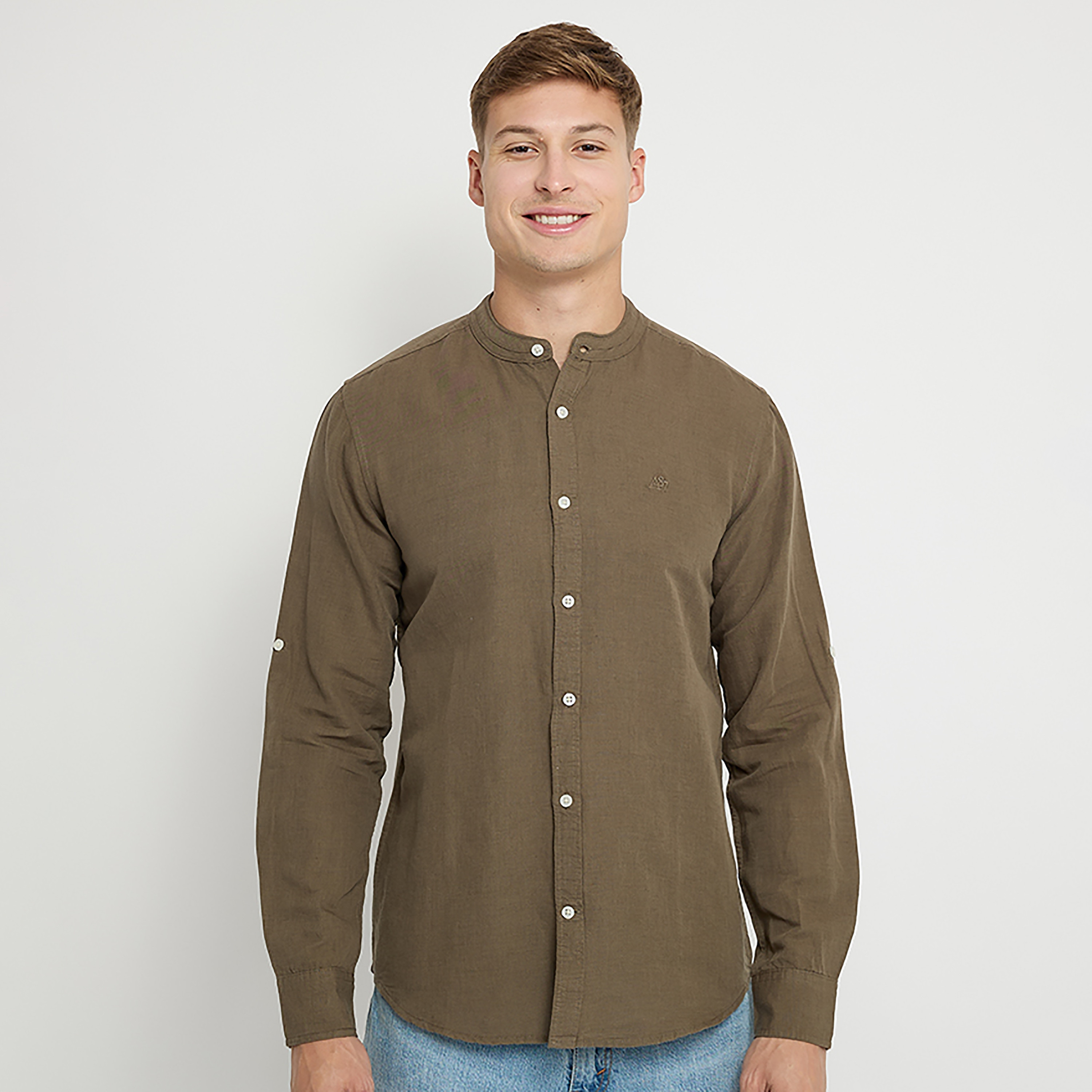 Aeropostale Plain Mandarin Collar Long Sleeves Shirt-men-clothing-shirts-image-25