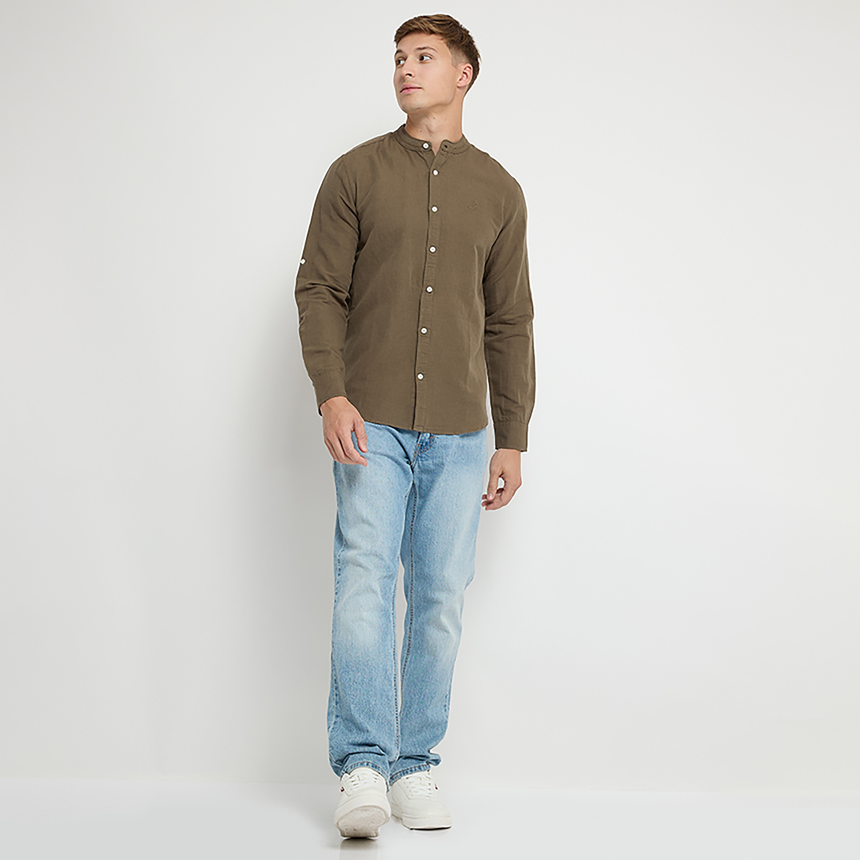 Aeropostale Plain Mandarin Collar Long Sleeves Shirt-men-clothing-shirts-image-26