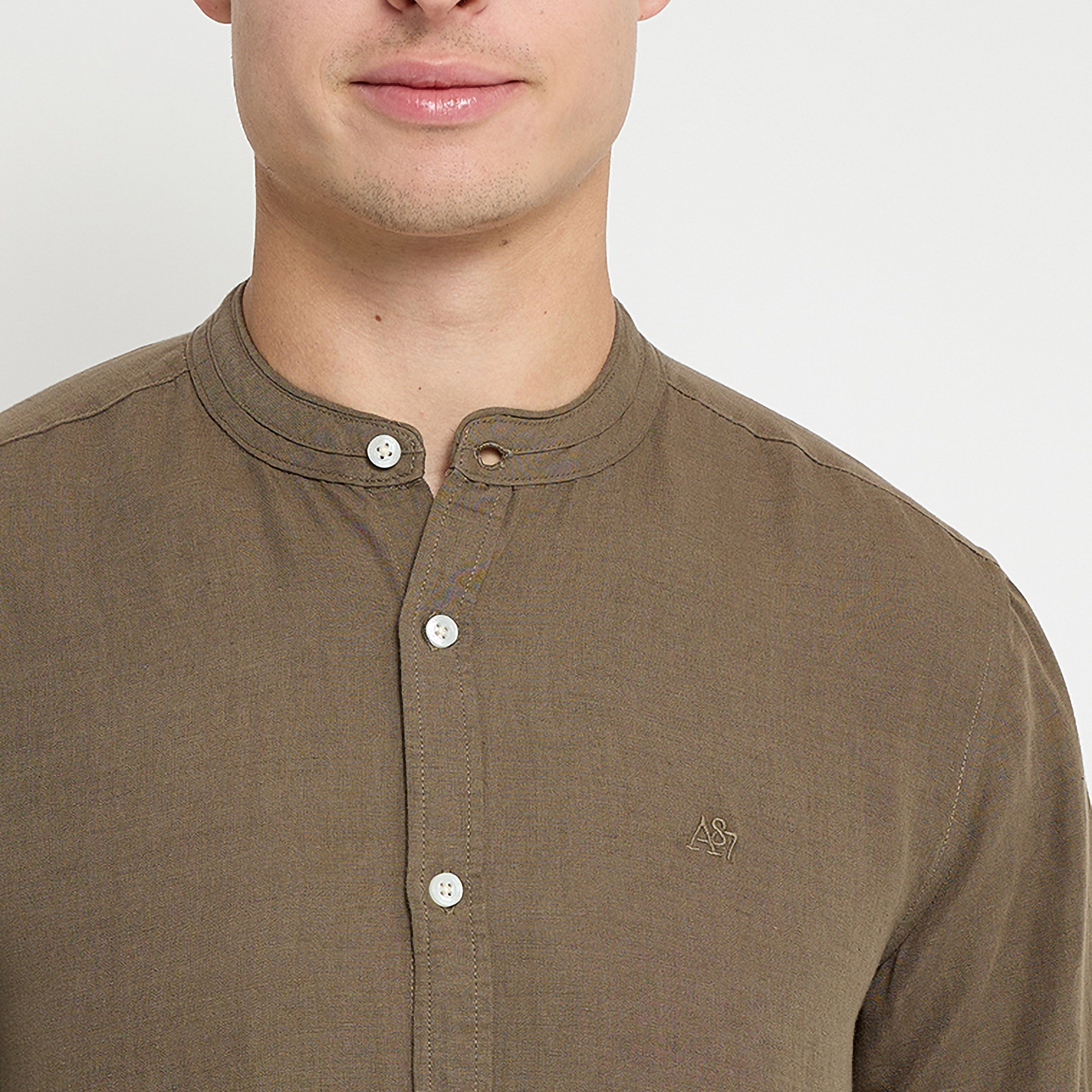 Aeropostale Plain Mandarin Collar Long Sleeves Shirt-men-clothing-shirts-image-27