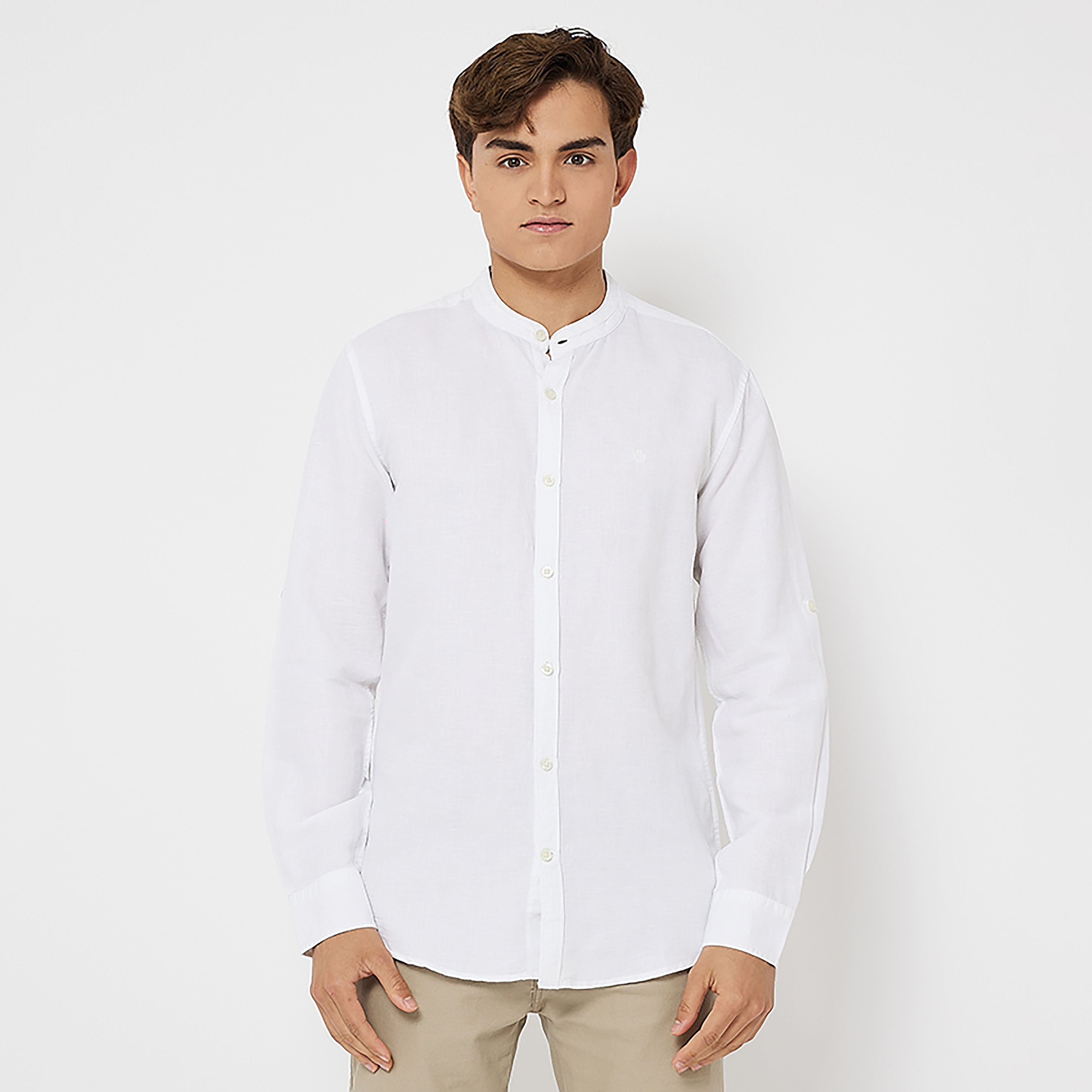 Aeropostale Plain Mandarin Collar Long Sleeves Shirt-men-clothing-shirts-image-33