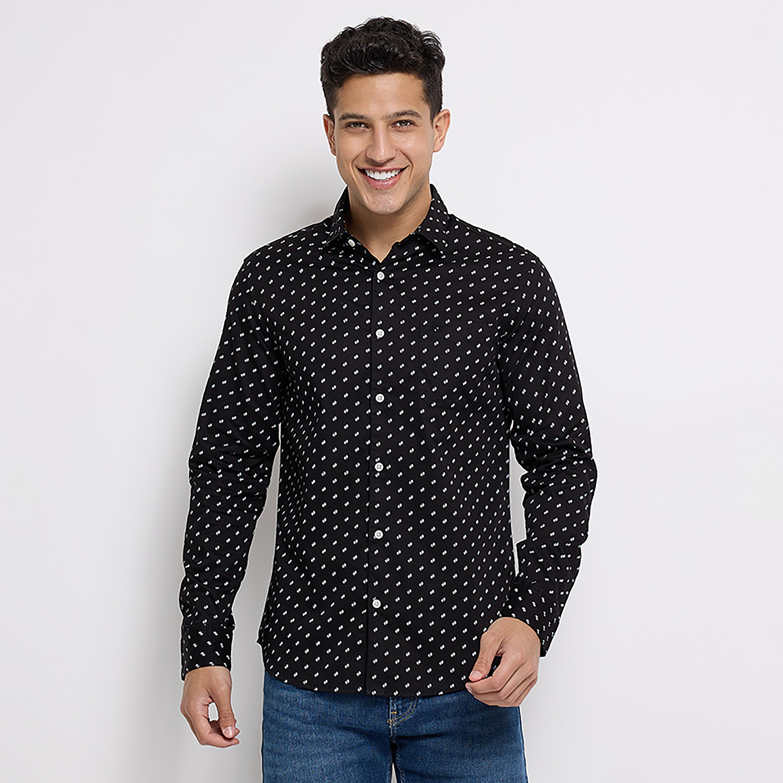 قميص بأكمام طويلة بياقة كلاسيكية مطبوعة من ايروبوستال-men-clothing-shirts-image-1