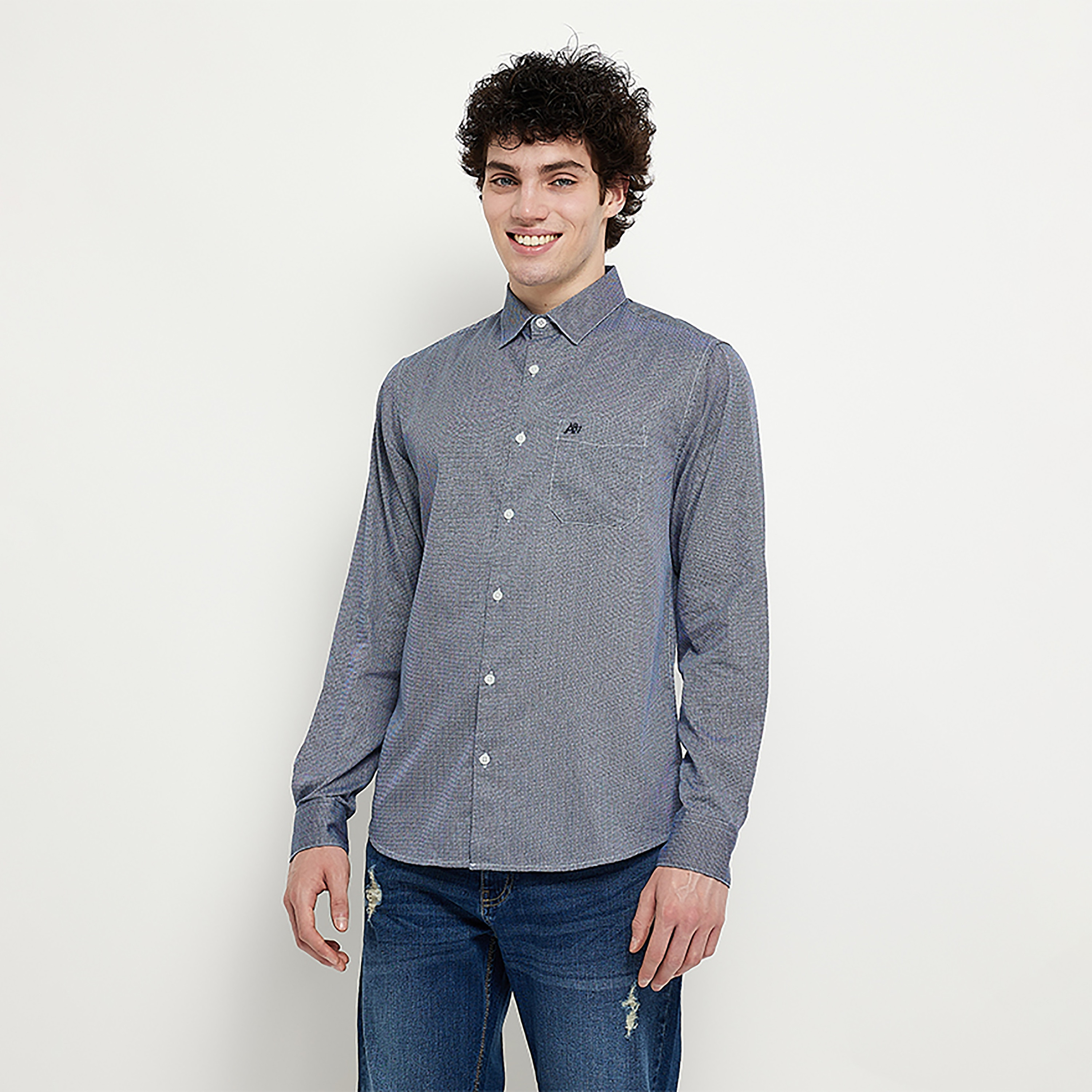 قميص بأكمام طويلة بياقة مطبوعة من ايروبوستال-men-clothing-shirts-image-1