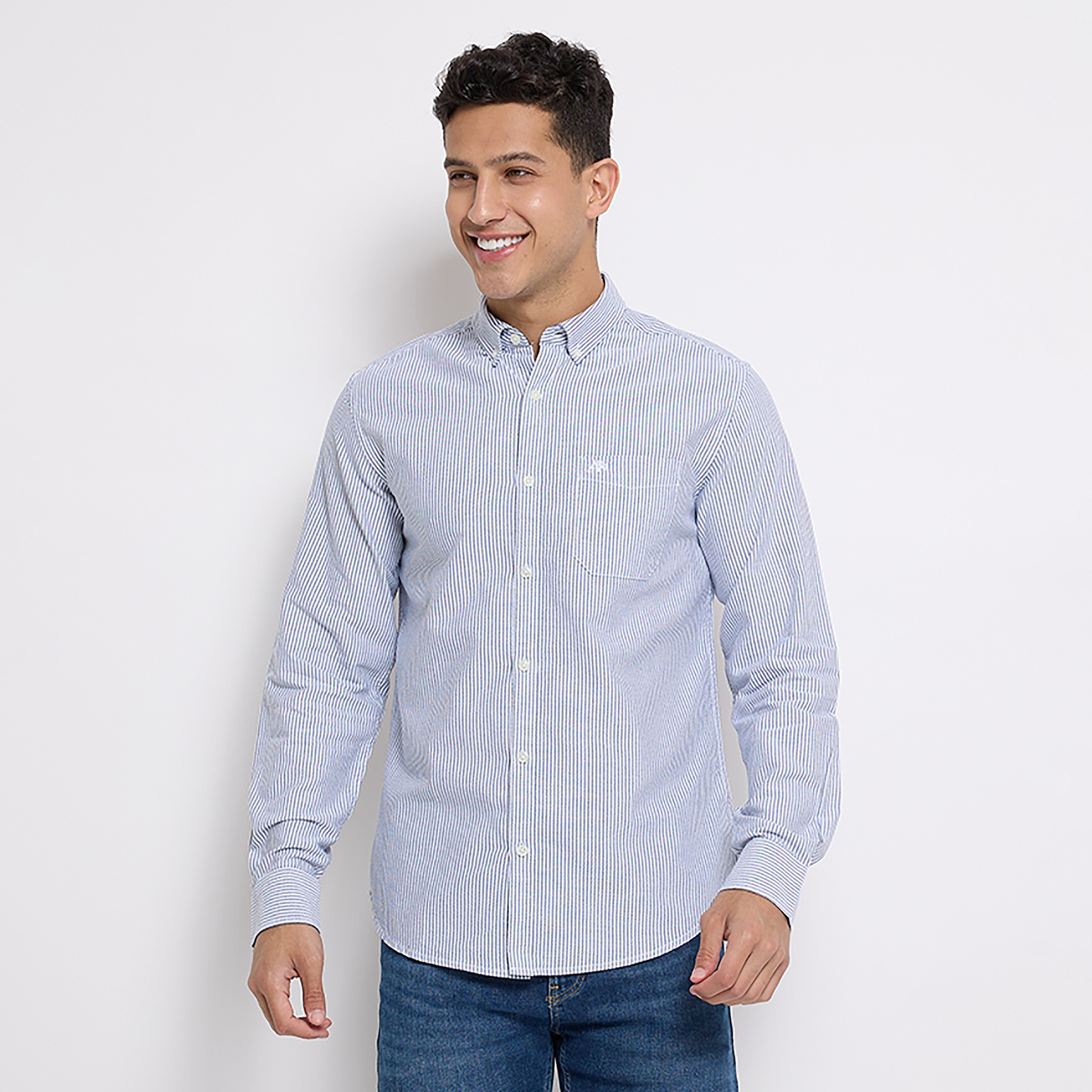 Aeropostale Stripes Button Down Collar Long Sleeves Shirt-men-clothing-shirts-image-1