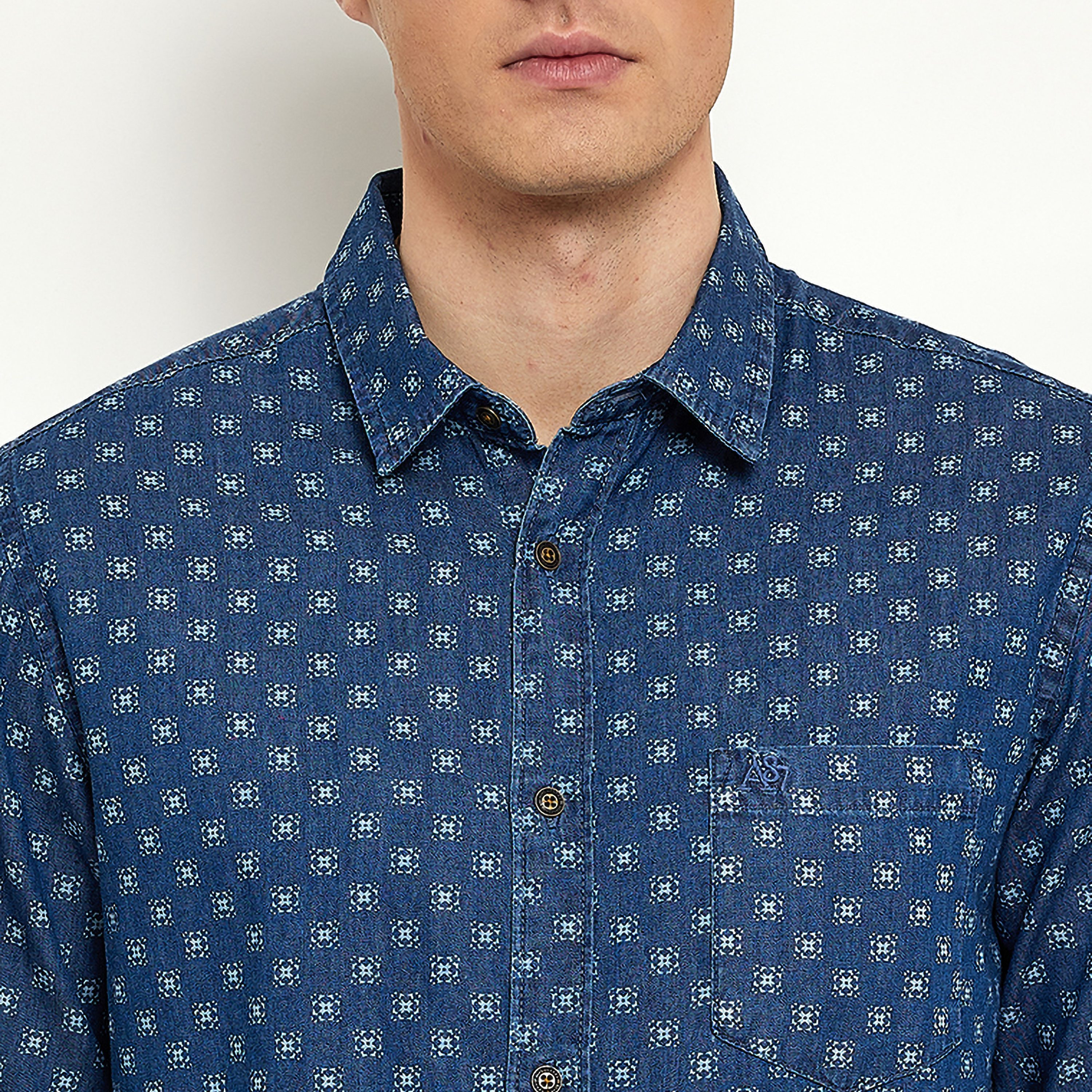 قميص بأكمام طويلة بياقة كلاسيكية مطبوعة من ايروبوستال-men-clothing-shirts-image-3