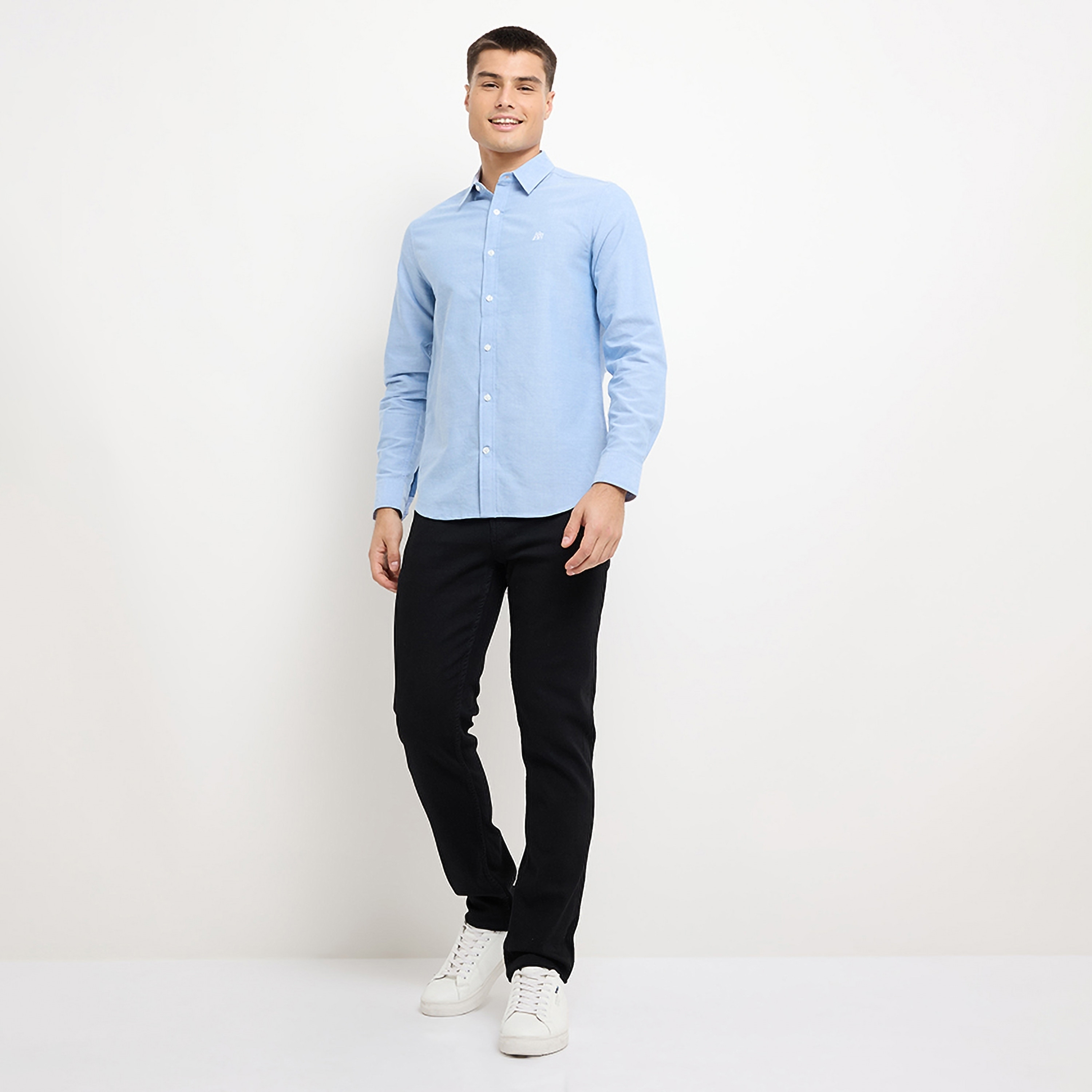 قميص للرجال بأكمام طويلة وياقة متباعدة سادة من أيروبوستال-men-clothing-shirts-image-2