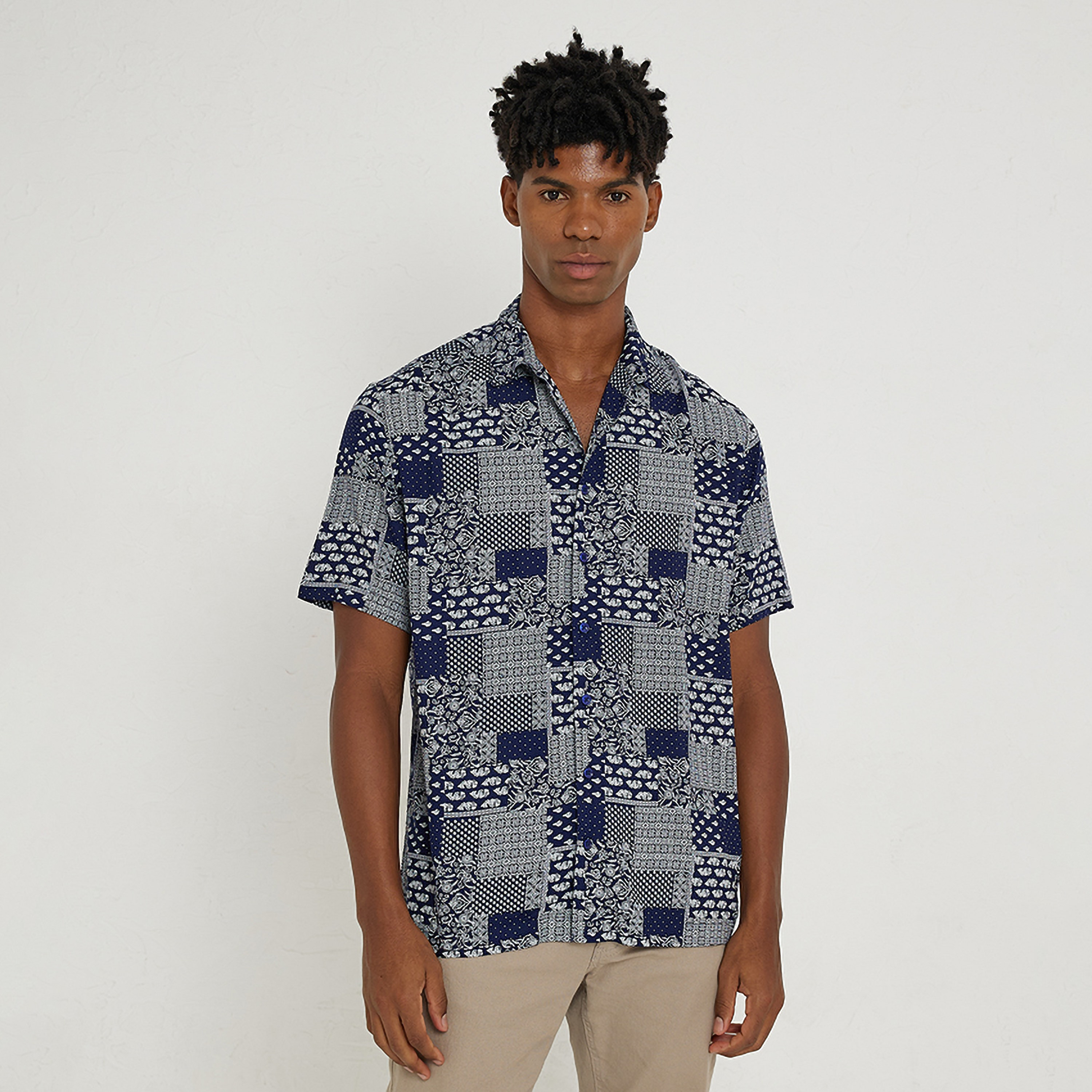 Aeropostale Geometric Collared Short Sleeves Men's Shirt-men-clothing-shirts-image-1
