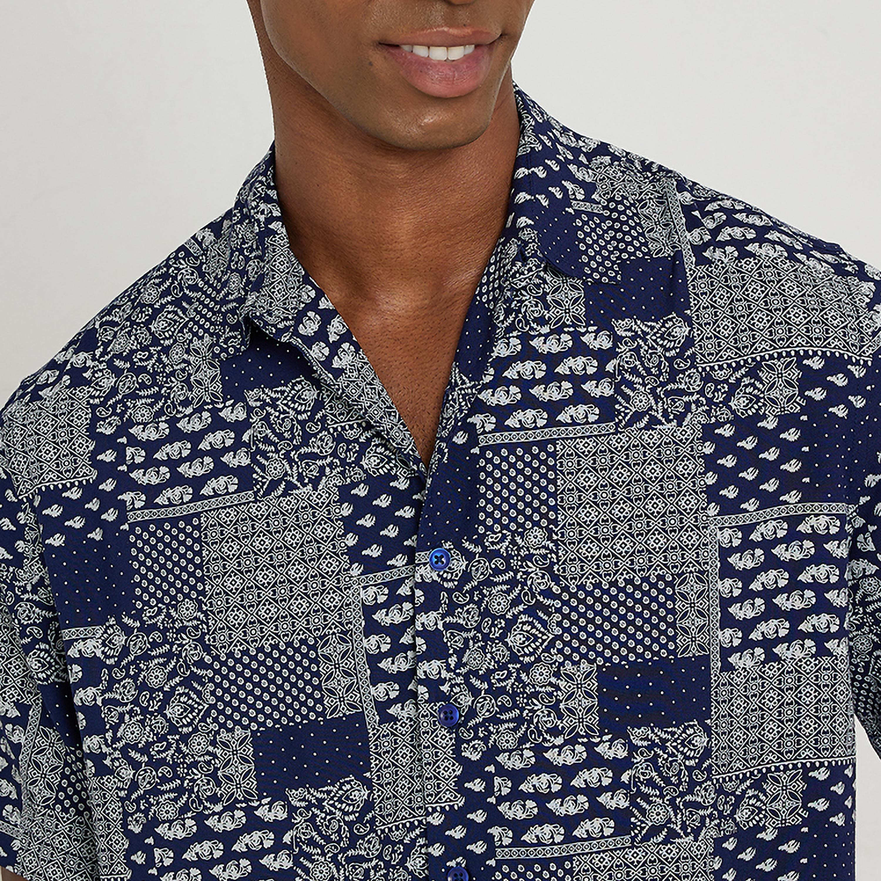 Aeropostale Geometric Collared Short Sleeves Men's Shirt-men-clothing-shirts-image-3