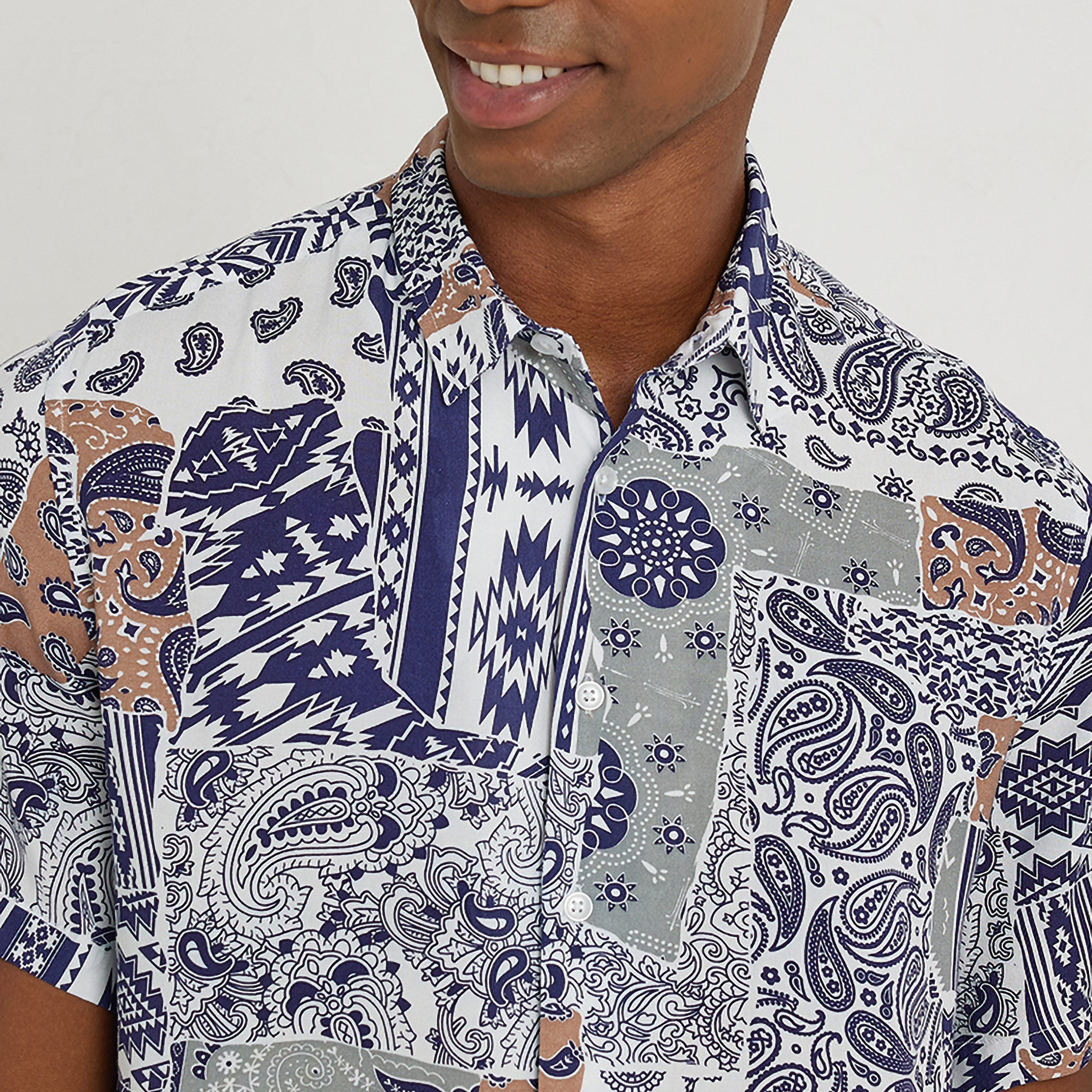 Aeropostale Paisley Collared Short Sleeves Men's Shirt-men-clothing-shirts-image-3