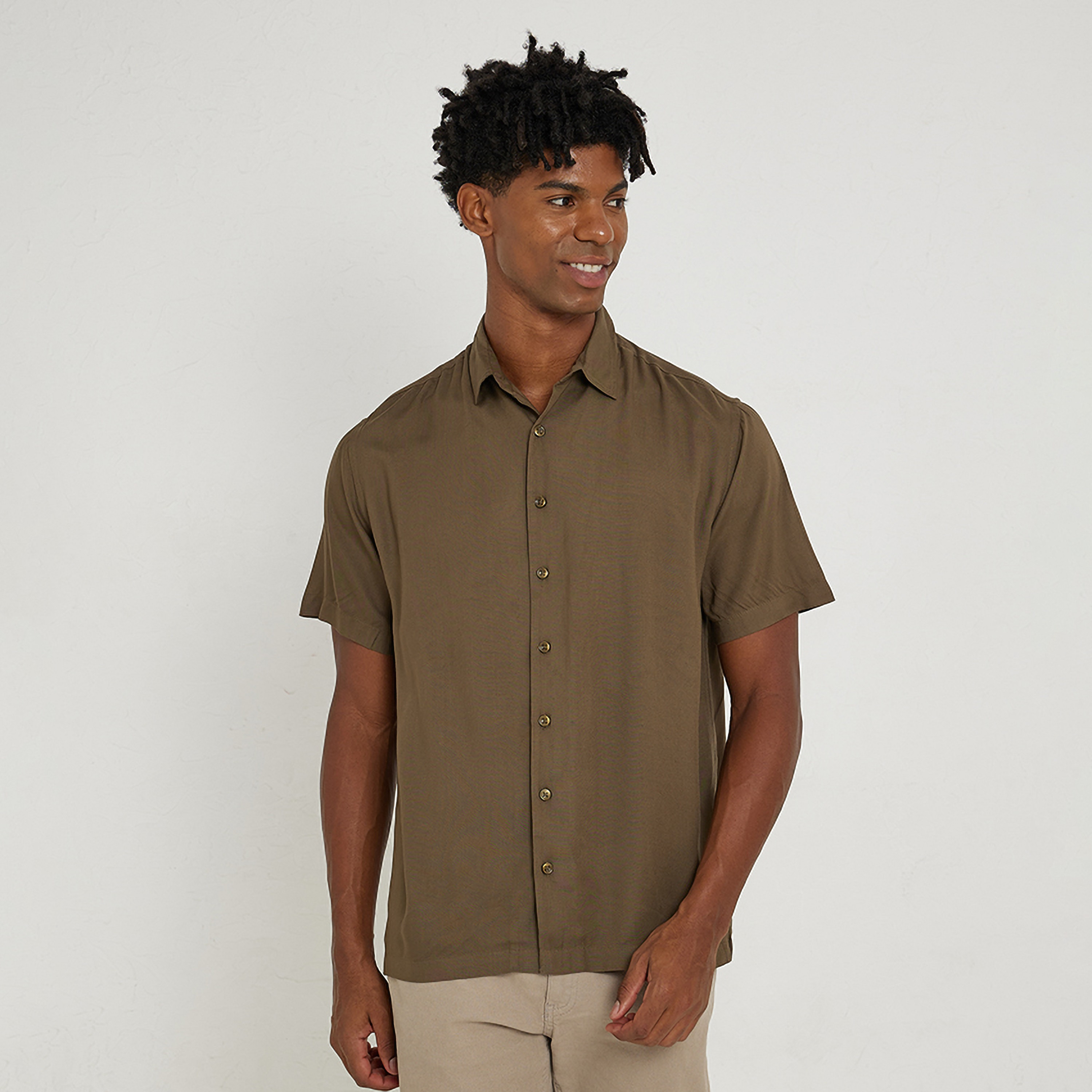 Aeropostale Plain Collared Short Sleeves Men's Shirt-men-clothing-shirts-image-1
