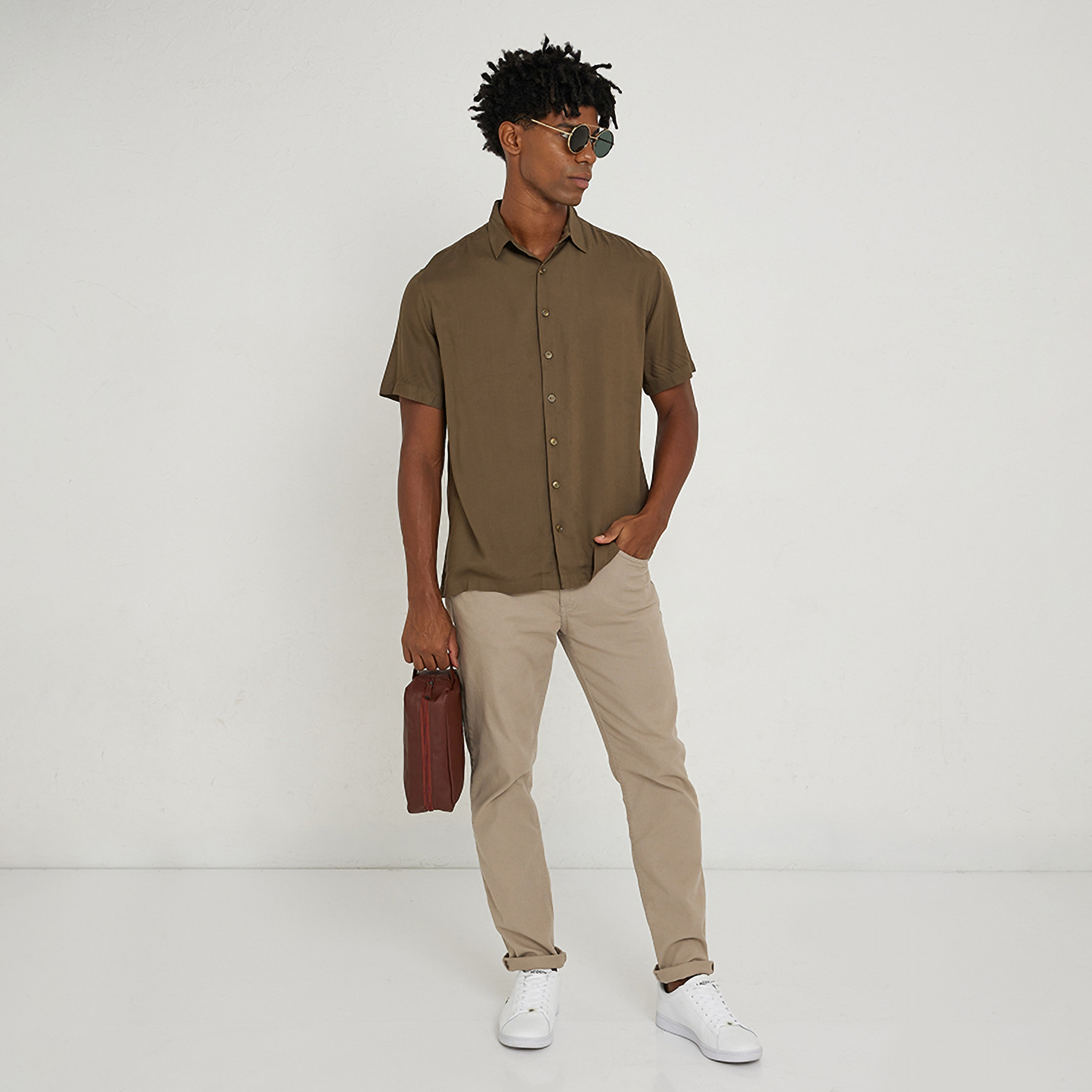 Aeropostale Plain Collared Short Sleeves Men's Shirt-men-clothing-shirts-image-2