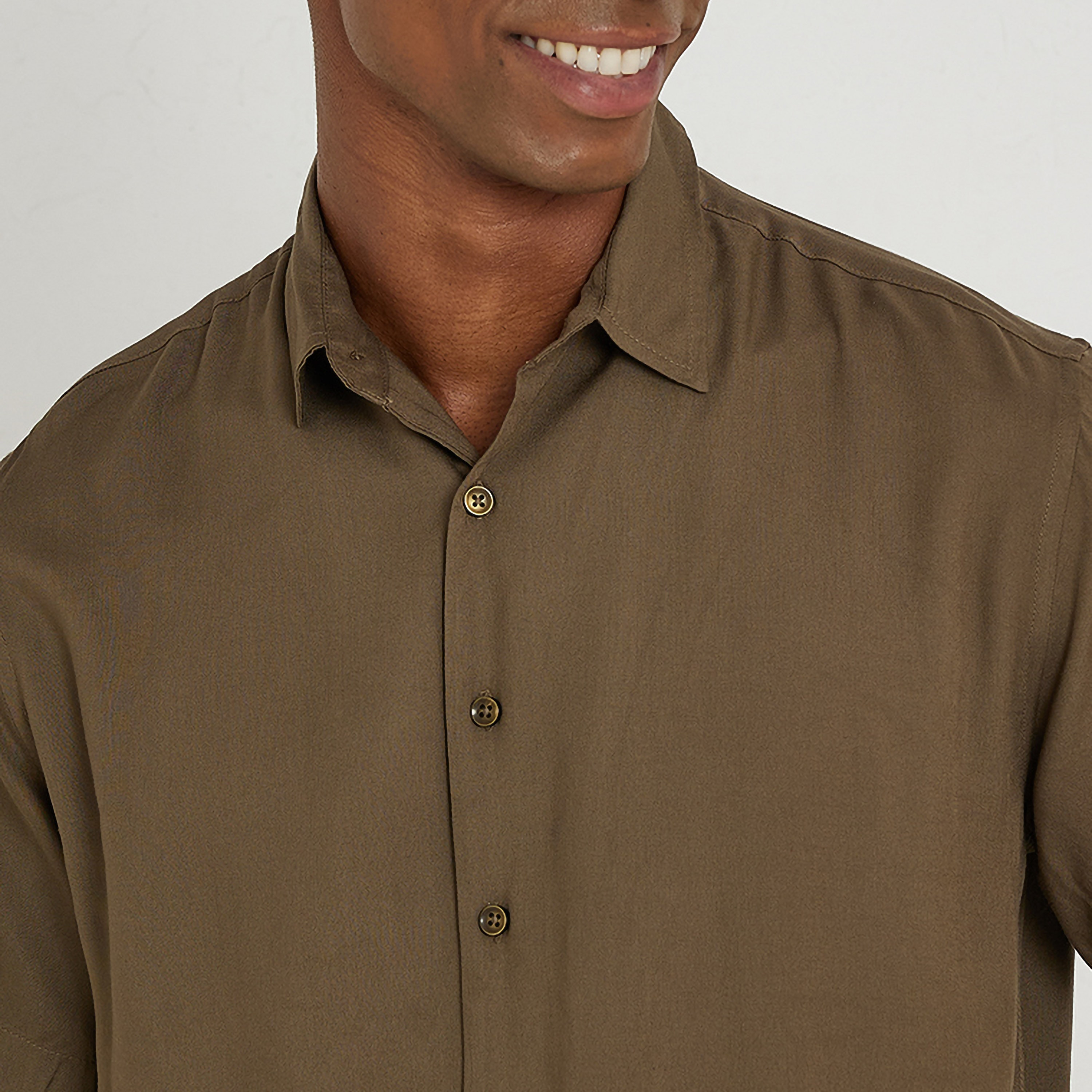 Aeropostale Plain Collared Short Sleeves Men's Shirt-men-clothing-shirts-image-3