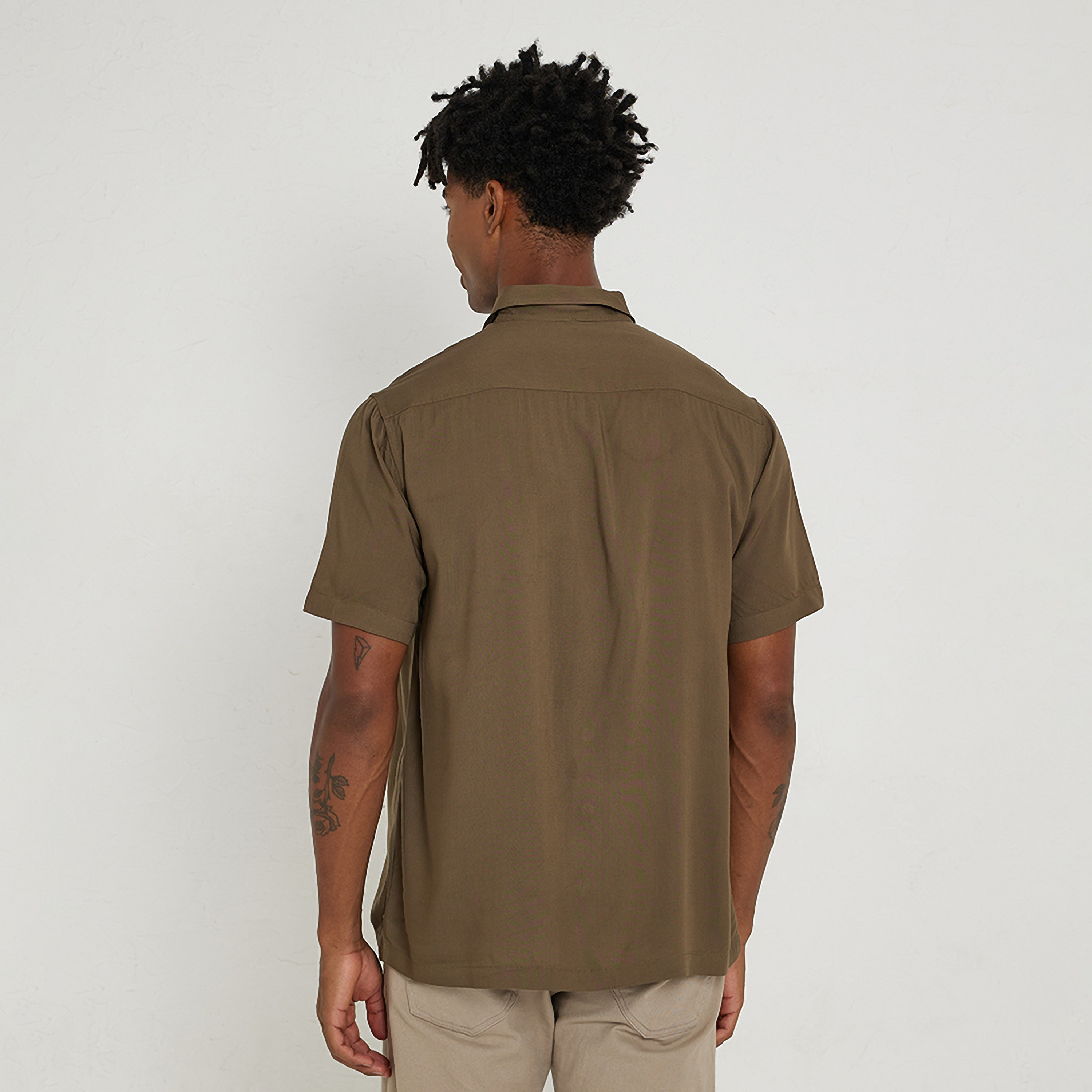 Aeropostale Plain Collared Short Sleeves Men's Shirt-men-clothing-shirts-image-4