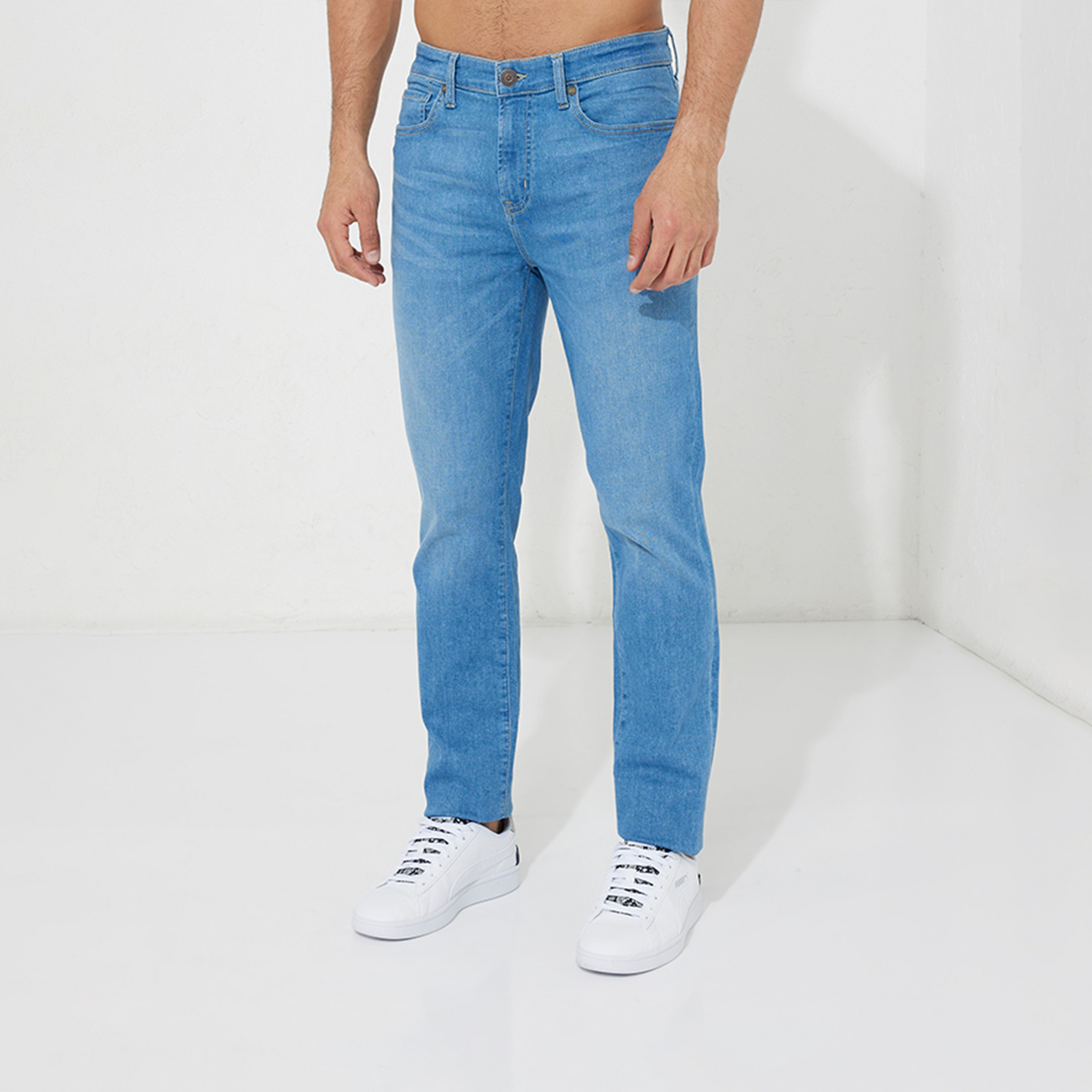 ايروبوستيل- بنطلون جينز رجالي ضيق بخصر متوسط ​​وبلون متوسط ​​مغسول-men-clothing-bottoms-jeans-image-1