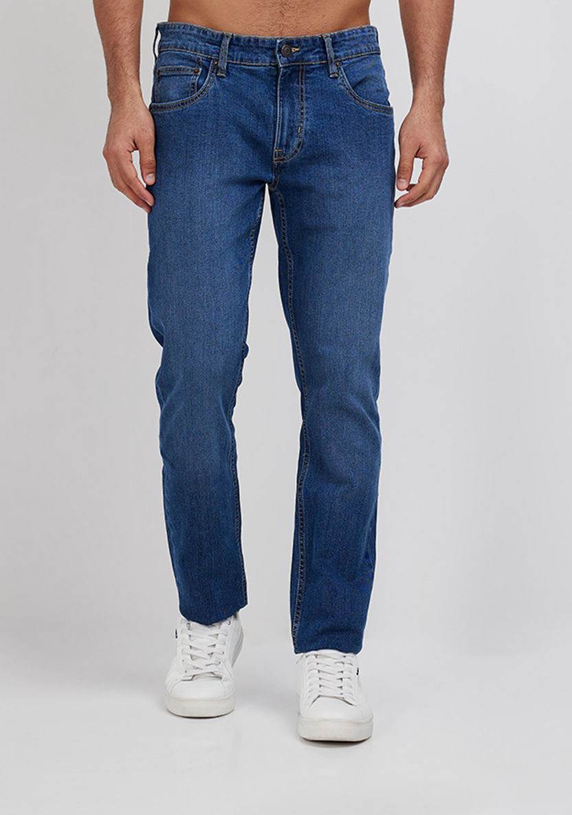 Shop Aeropostale Men's Regular Fit Mid-Rise Mid Wash Jeans Online