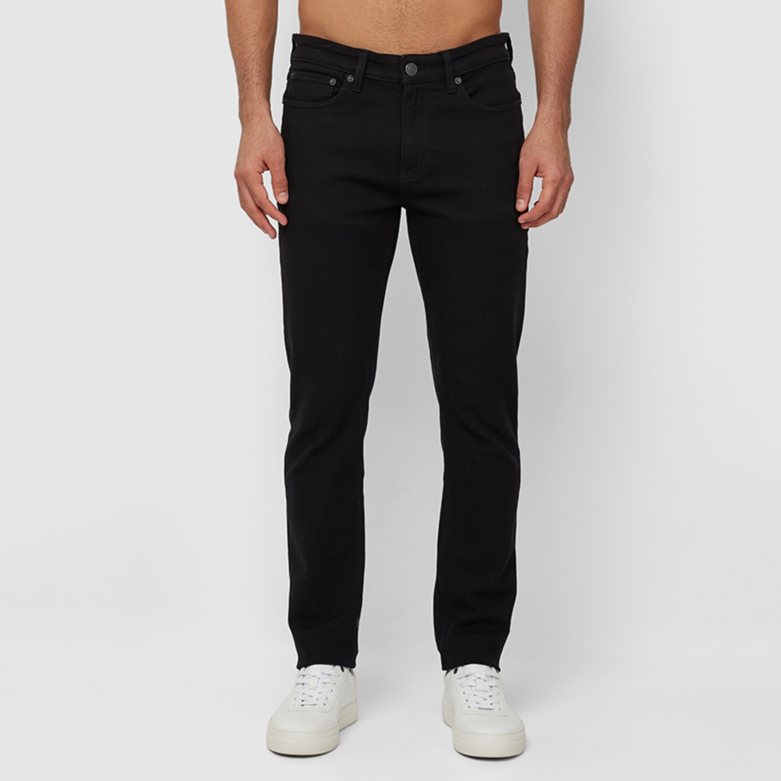 بنطلون جينز رجالي سادة بخصر متوسط وسحاب وأزرار من أيروبوستال-men-clothing-bottoms-jeans-image-1
