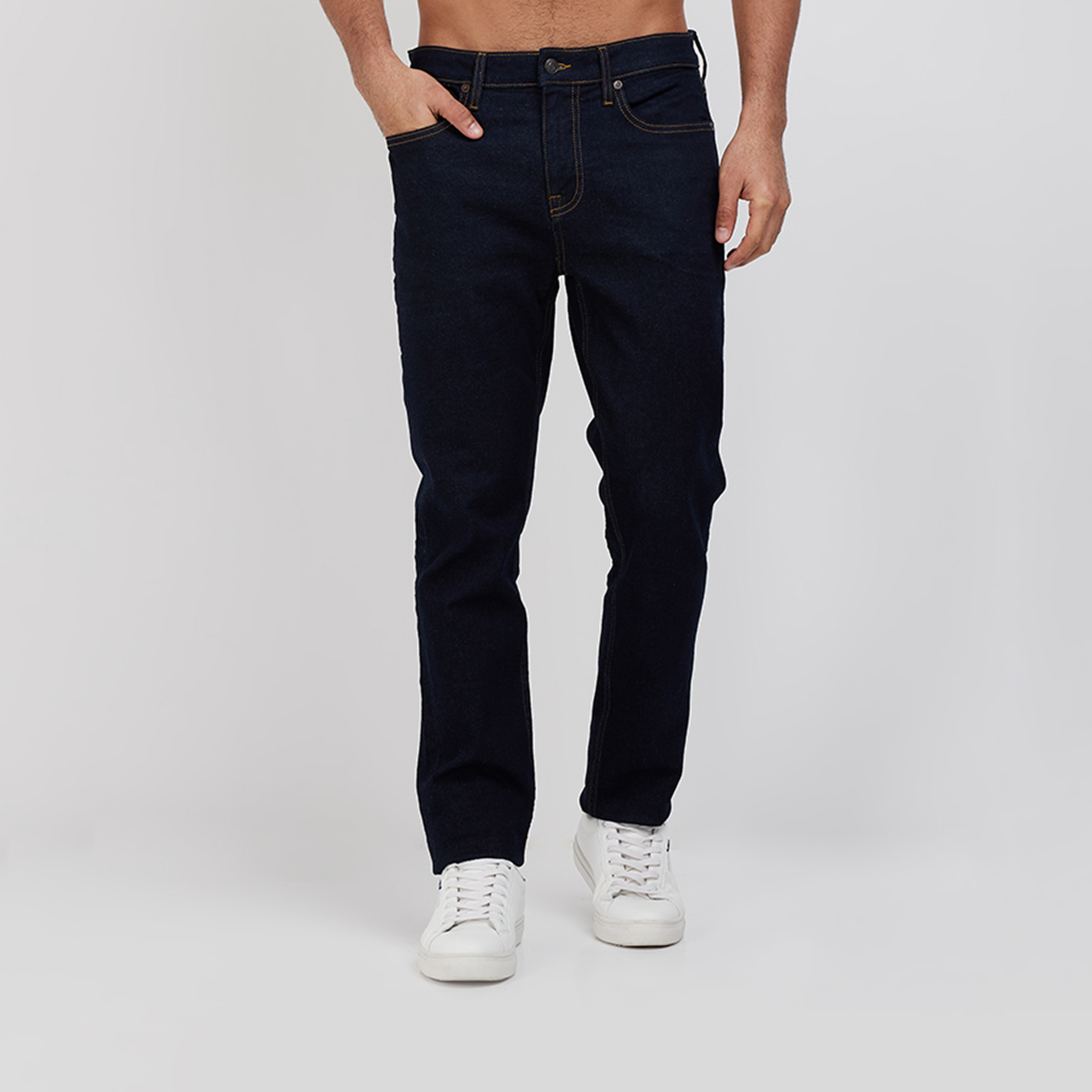 Aeropostale Men's Slim Fit Mid-Rise Dark Wash Jeans-men-clothing-bottoms-jeans-image-1