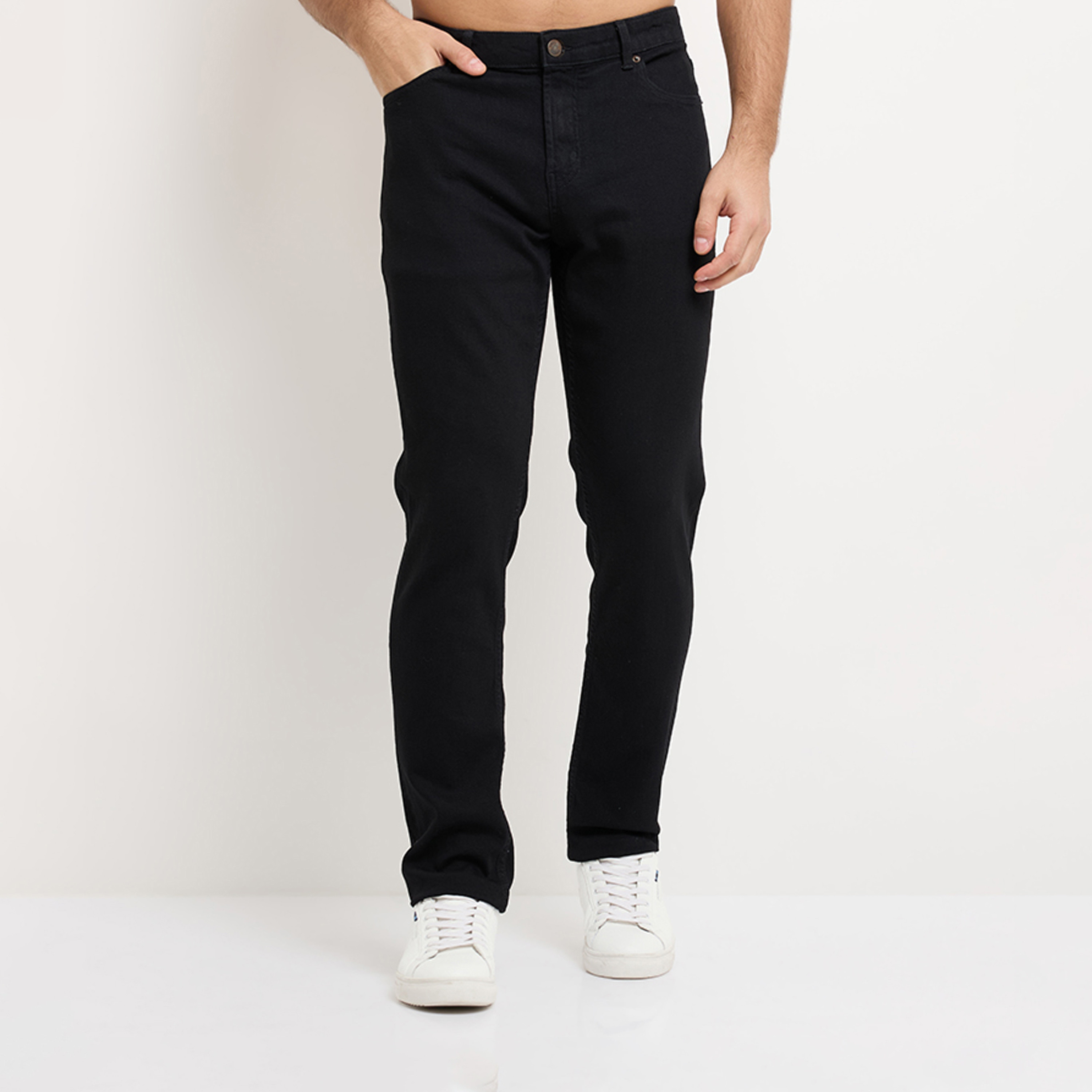 ايروبوستيل- بنطلون جينز رجالي ضيق بخصر متوسط ​​وبلون أسود مغسول-men-clothing-bottoms-jeans-image-1