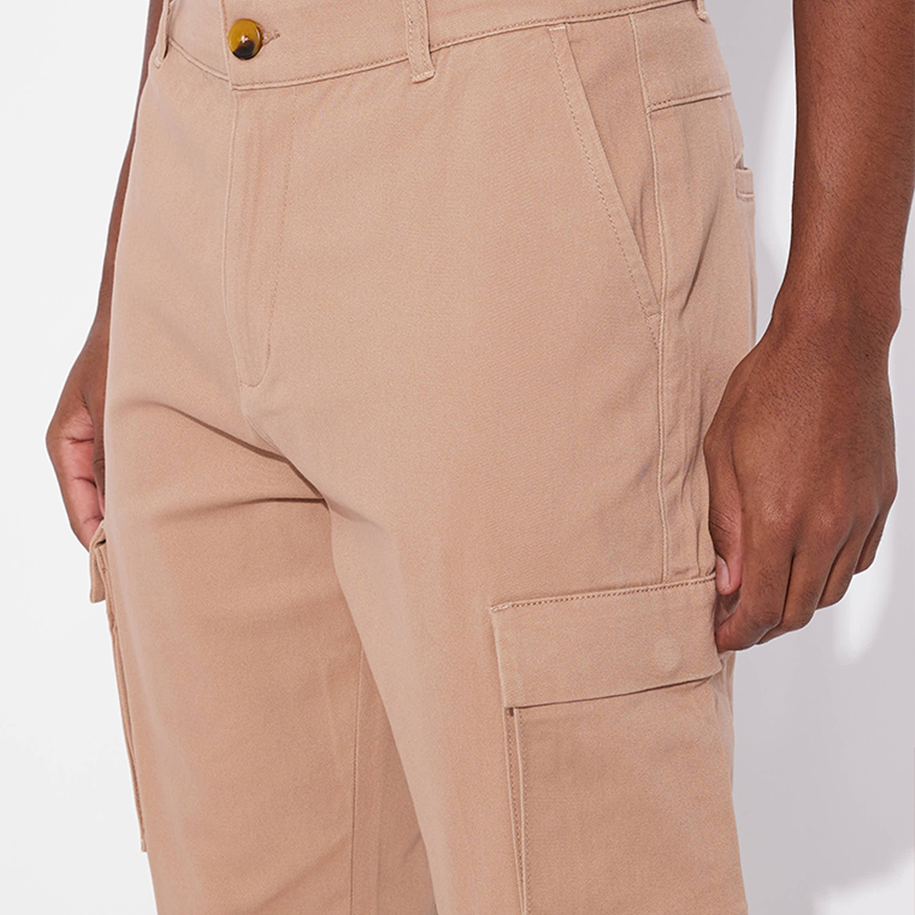 ايروبوستيل- بنطلون كارجو رجالي سادة بقصّة نحيفة وخصر متوسط ​​وغسيل-men-clothing-bottoms-joggers-image-3
