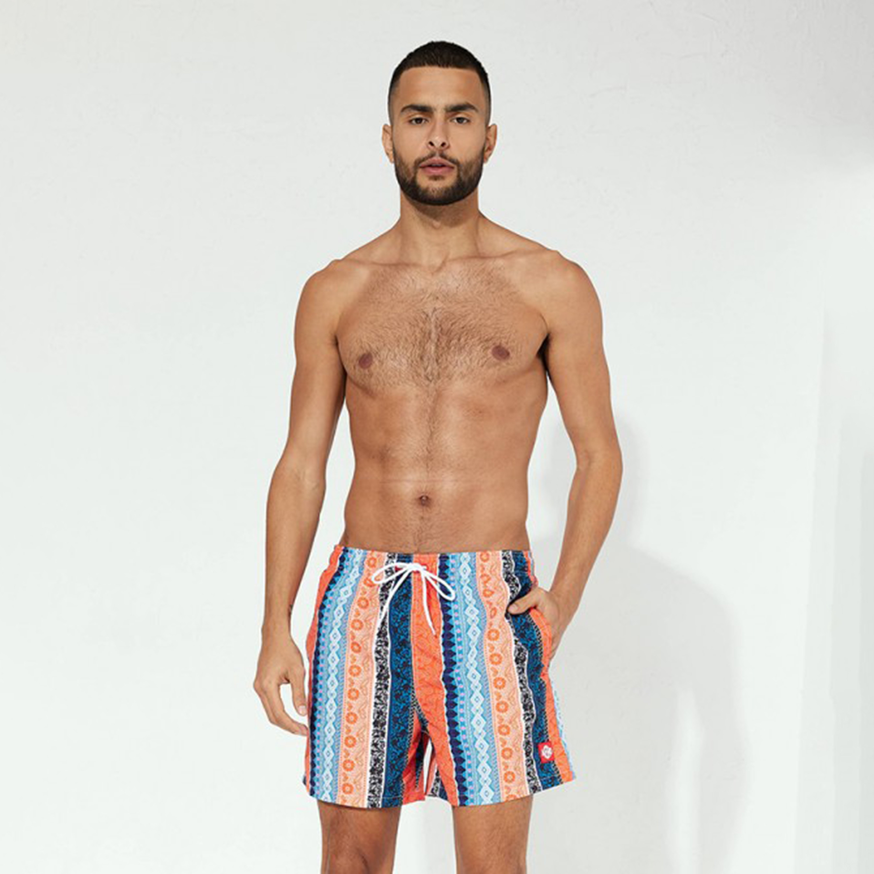 Aeropostale Ethnic Motifs Print Mid-Rise Drawstring Swim Shorts-men-clothing-bottoms-shorts-image-1