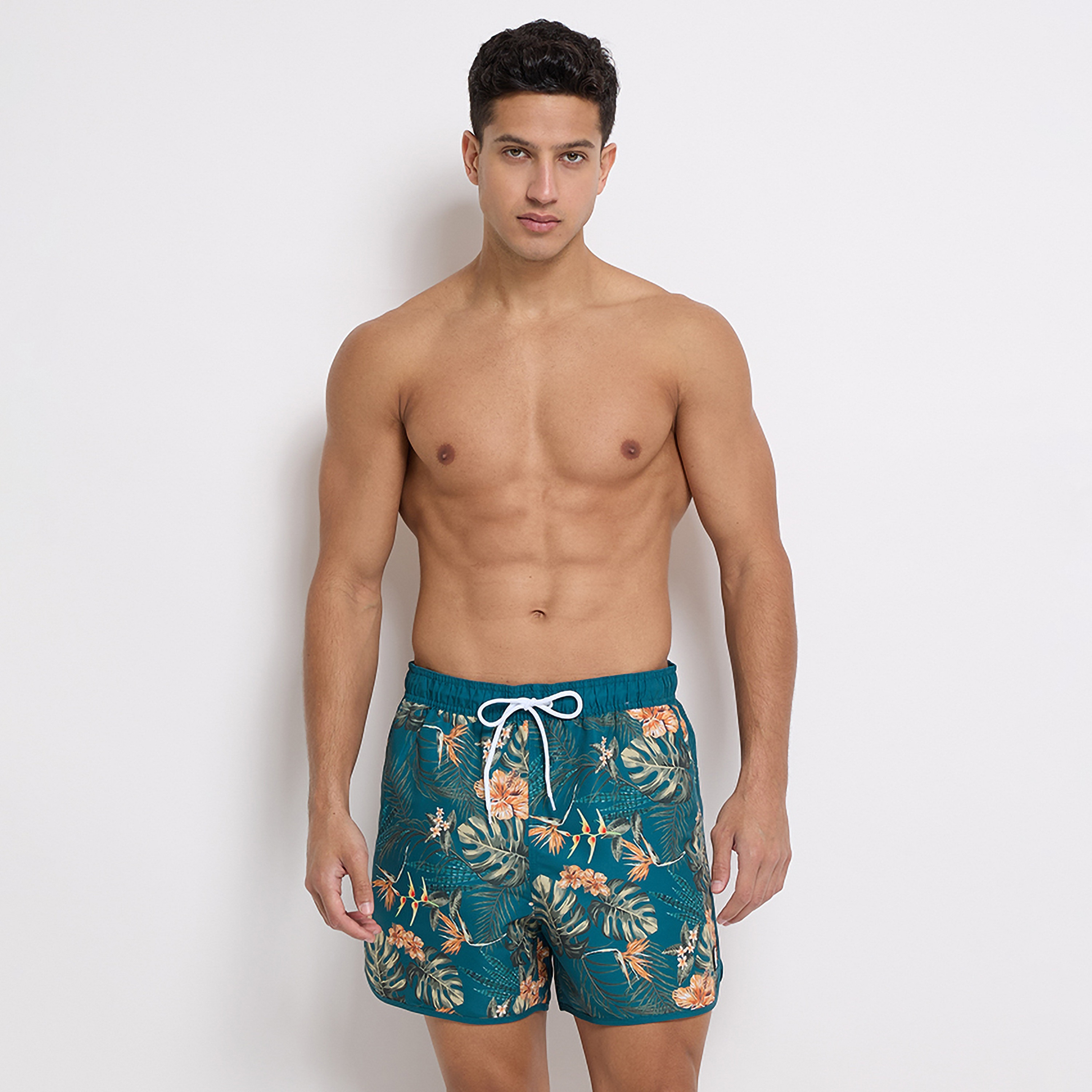 شورت سباحة ذو مطبوع برباط منخفض الارتفاع من ايروبوستال-men-clothing-bottoms-shorts-image-1