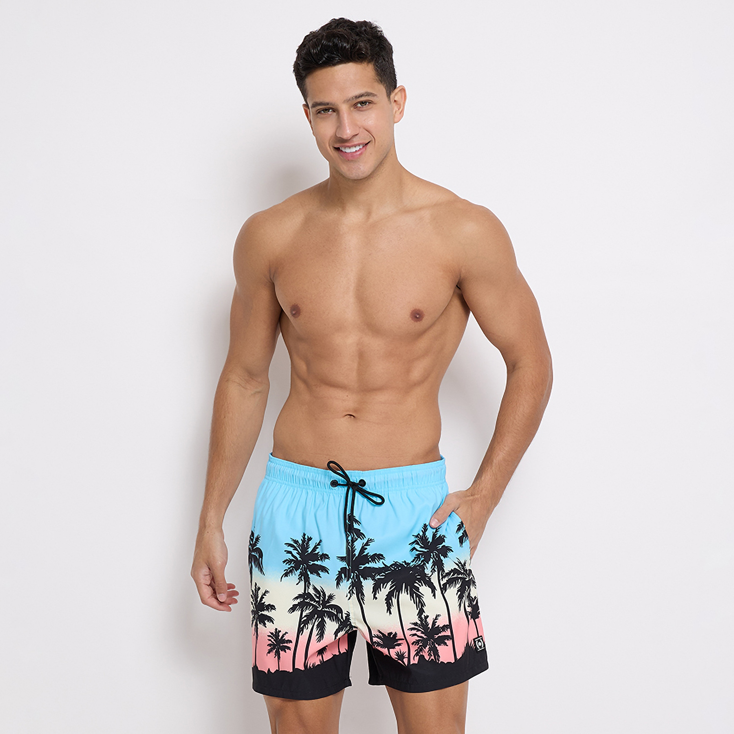 شورت سباحة ذو مطبوع برباط منخفض الارتفاع من ايروبوستال-men-clothing-bottoms-shorts-image-1