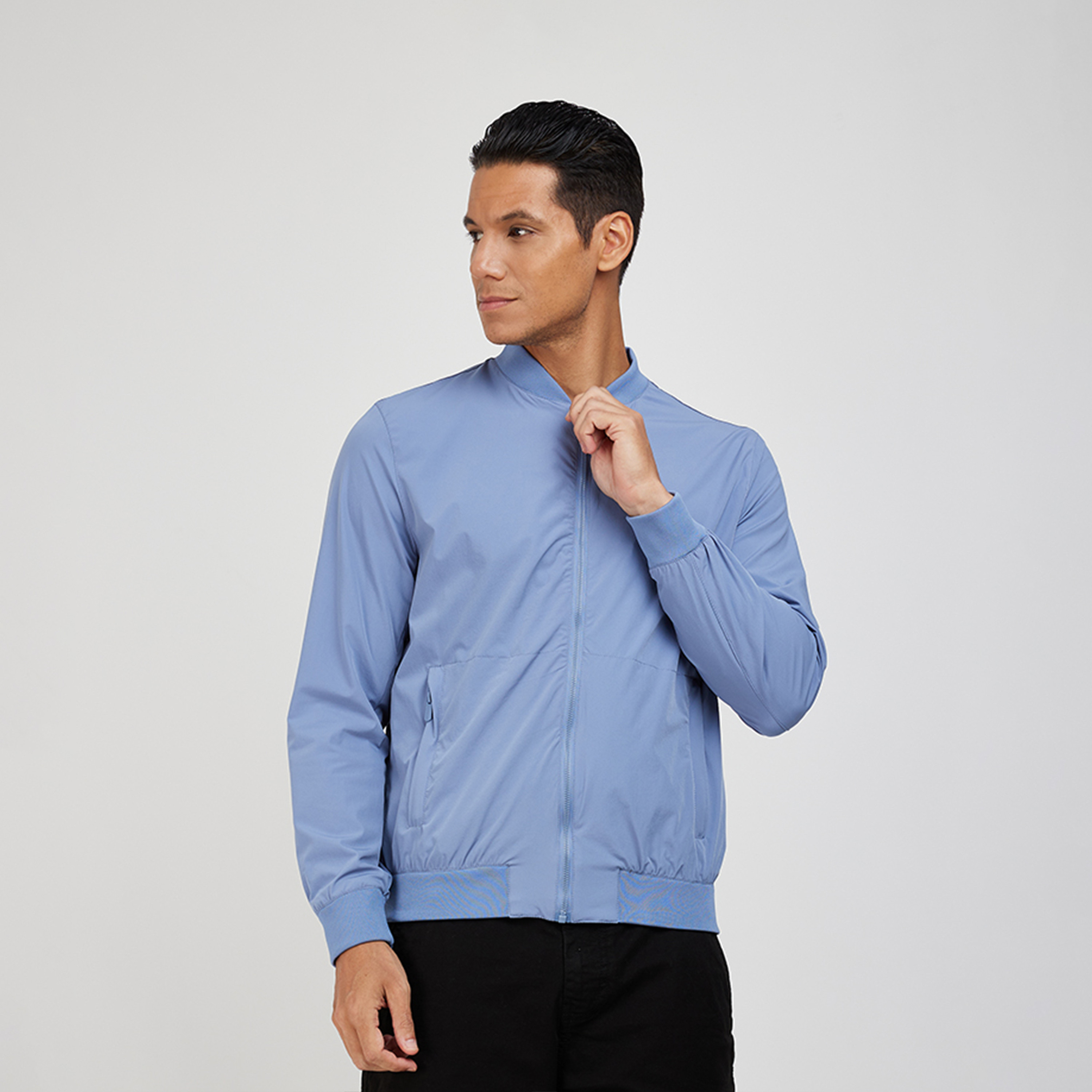 ايروبوستيل- جاكيت بومبر سادة بأكمام طويلة للرجال-men-clothing-jacketsandblazers-jackets-image-5