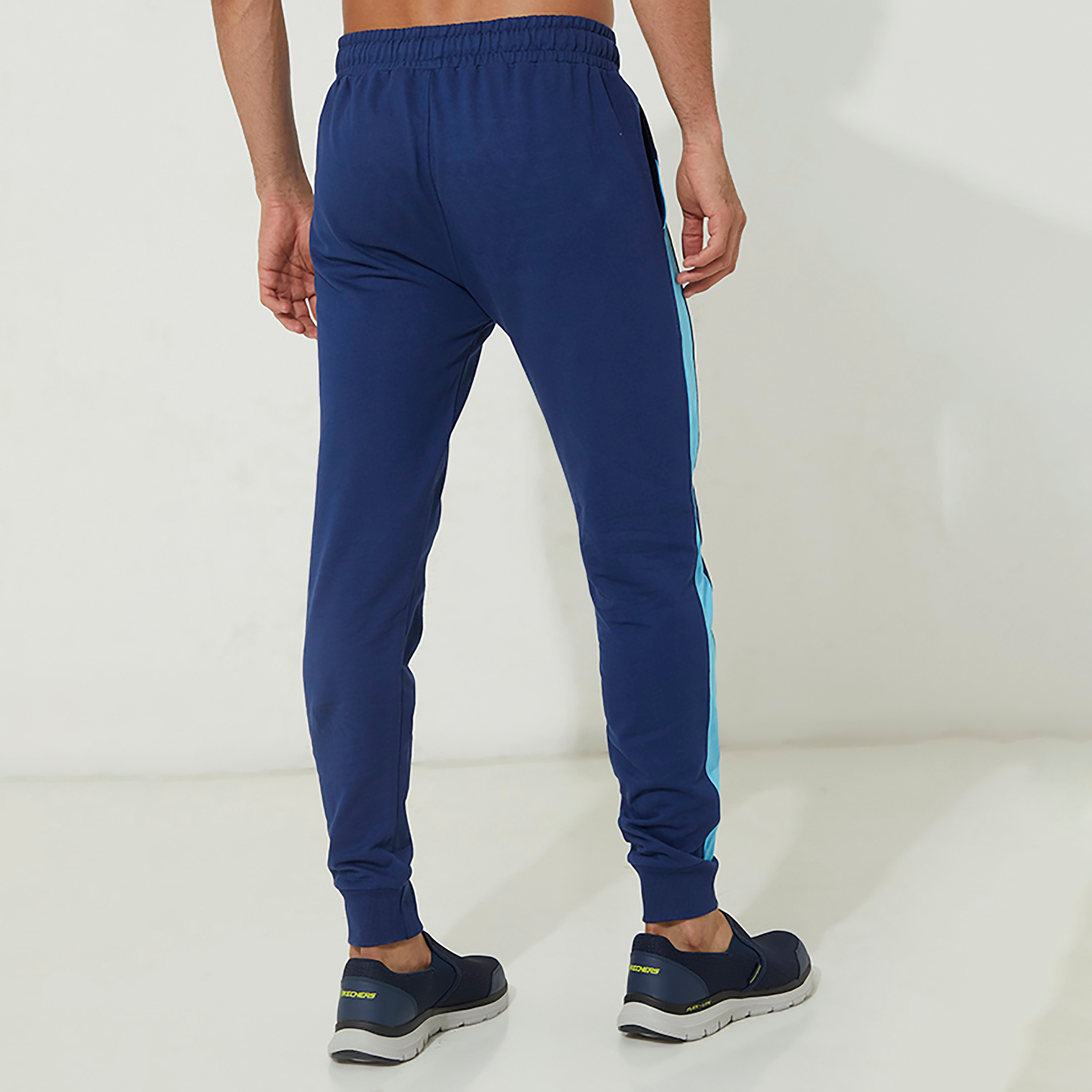 Aeropostale Men Navy Blue Embroidered Drawstring Joggers with Slant Pockets-sports-men-clothing-bottoms-image-2