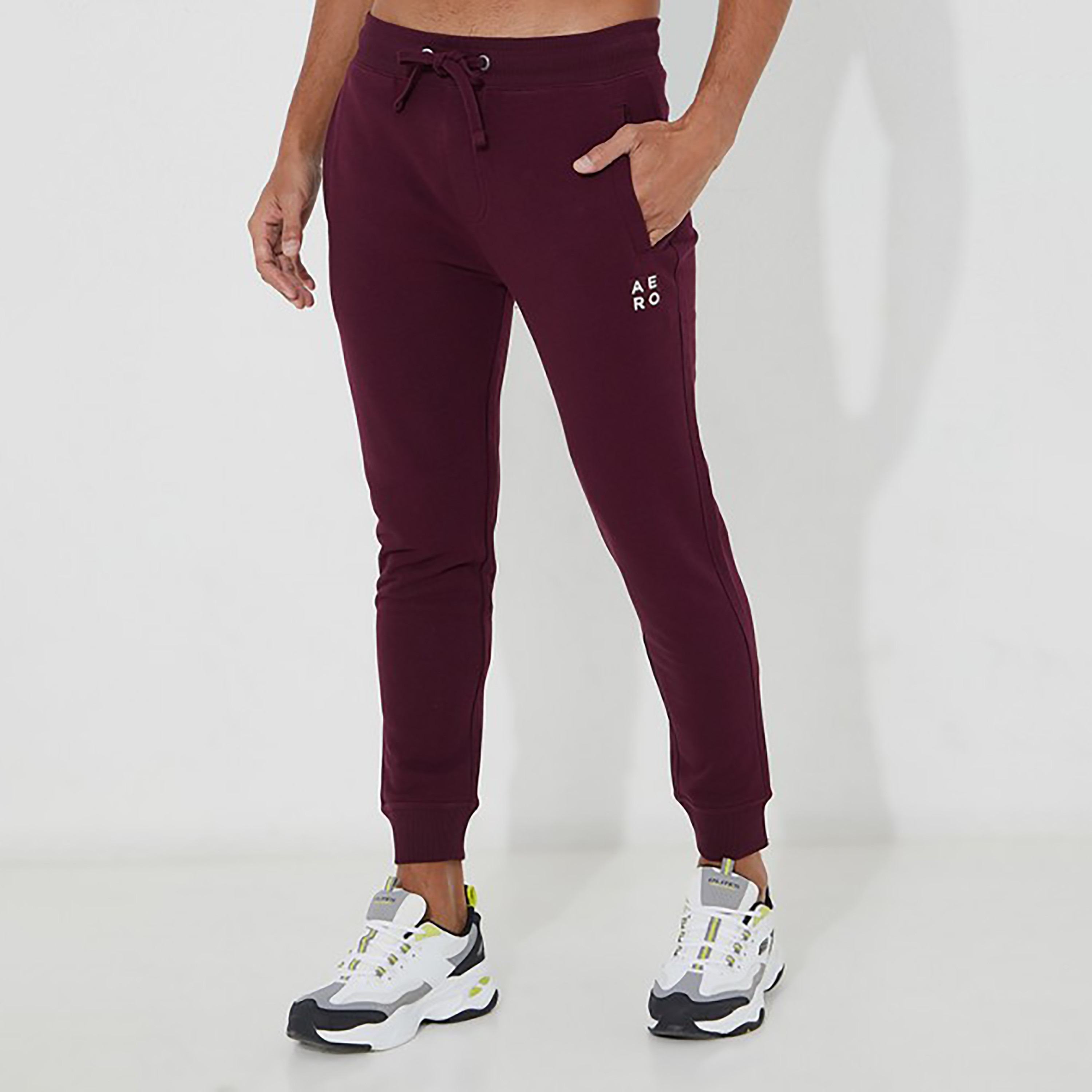 Aeropostale Plain Mid-Rise Drawstring Joggers-men-clothing-bottoms-joggers-image-1