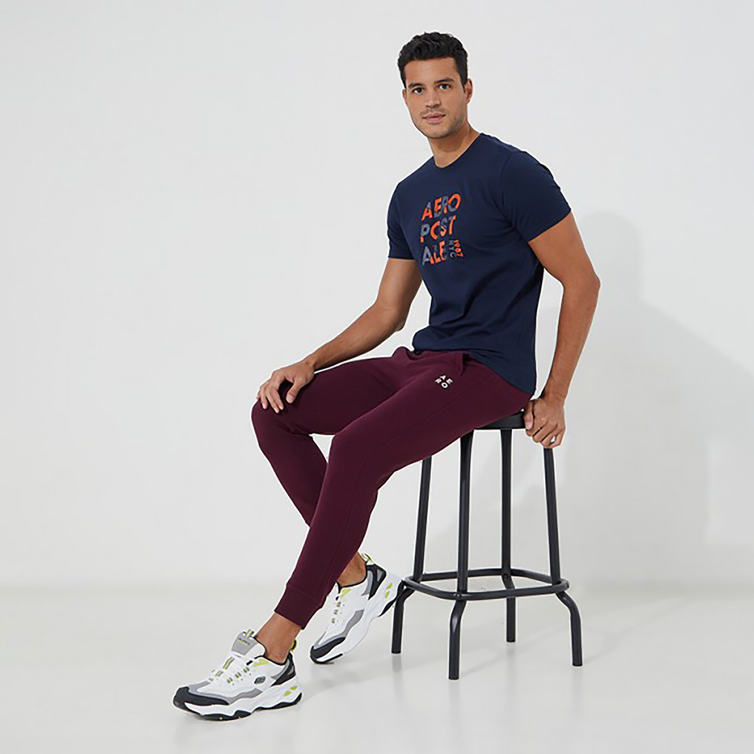 Aeropostale Plain Mid-Rise Drawstring Joggers-men-clothing-bottoms-joggers-image-2