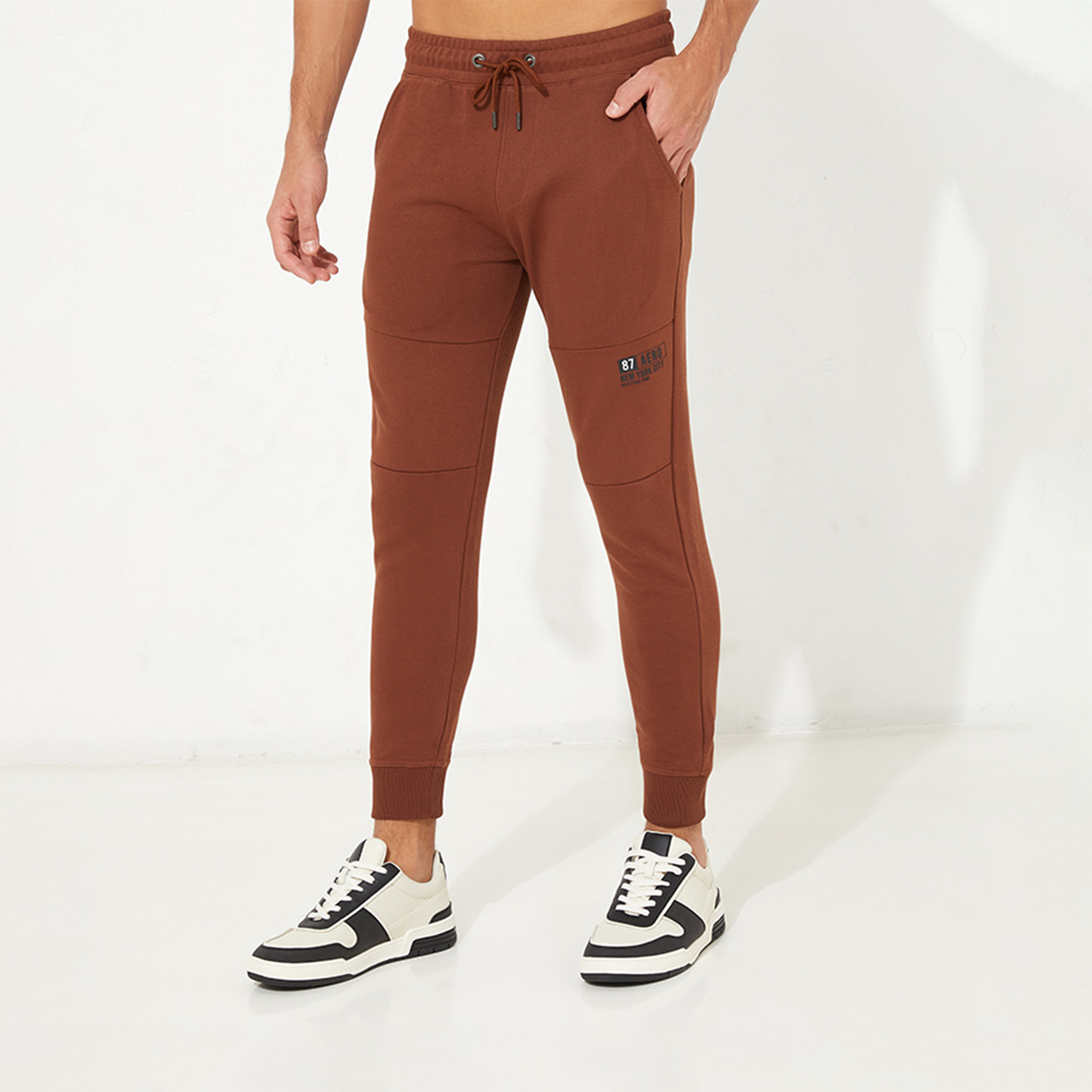 Aeropostale Men's Solid Flexi Waist Drawstring Joggers-men-clothing-bottoms-joggers-image-1