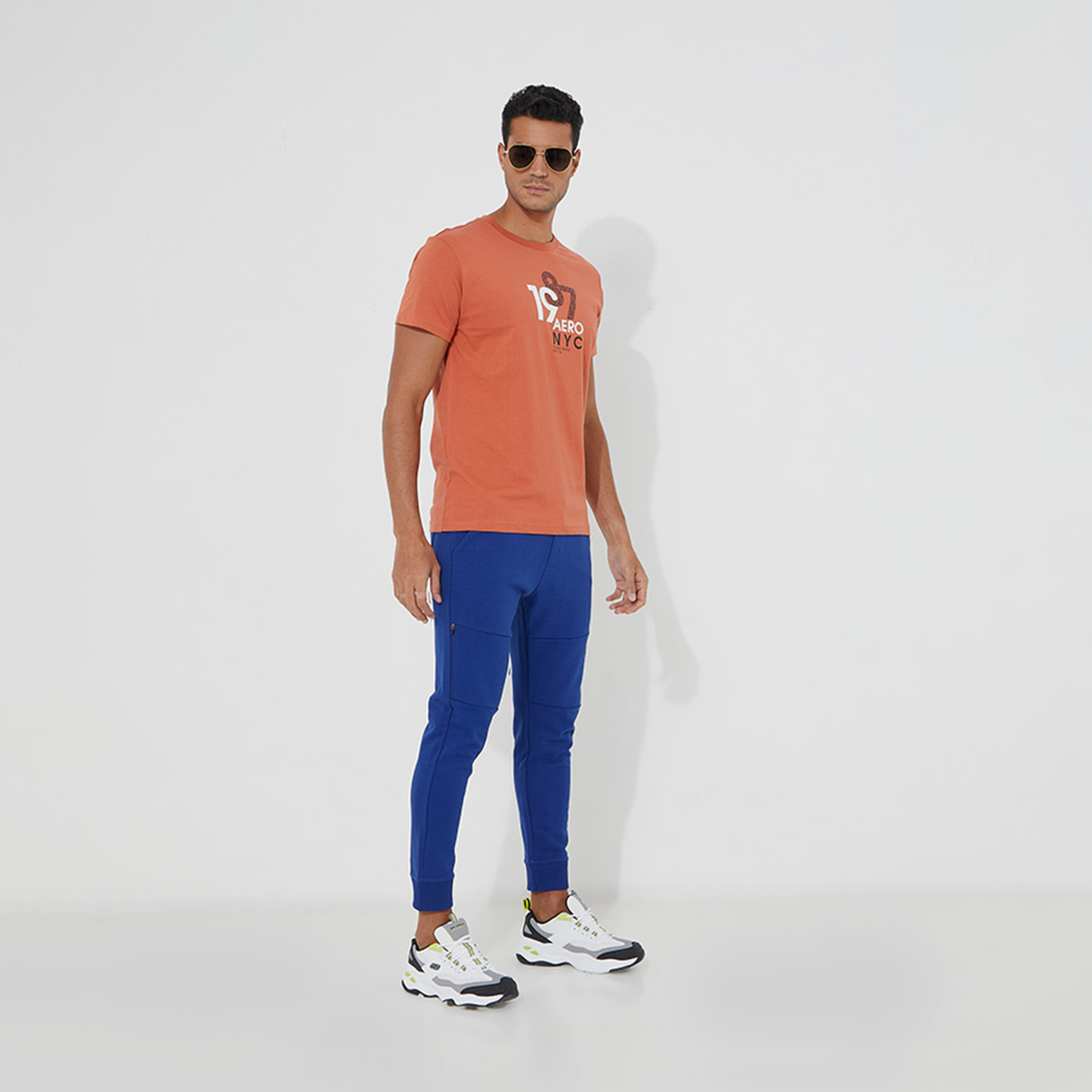 ايروبوستيل- بنطلون رياضي سادة بخصر مرن ورباط سحب للرجال-men-clothing-bottoms-joggers-image-6